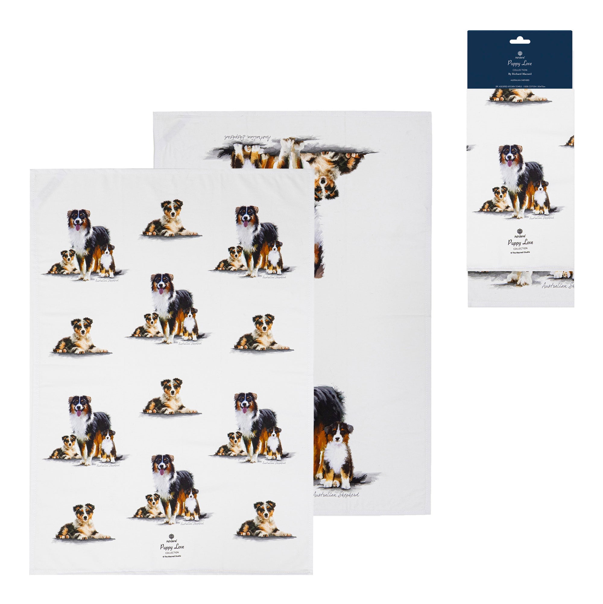 Ashdene Puppy Love Australian Shepherd 2pk Kitchen Towel