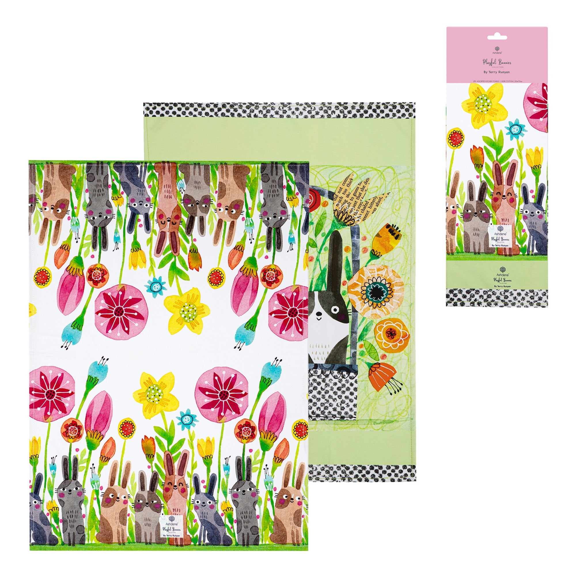 Ashdene Playful Bunnies 2pk Kitchen Towel