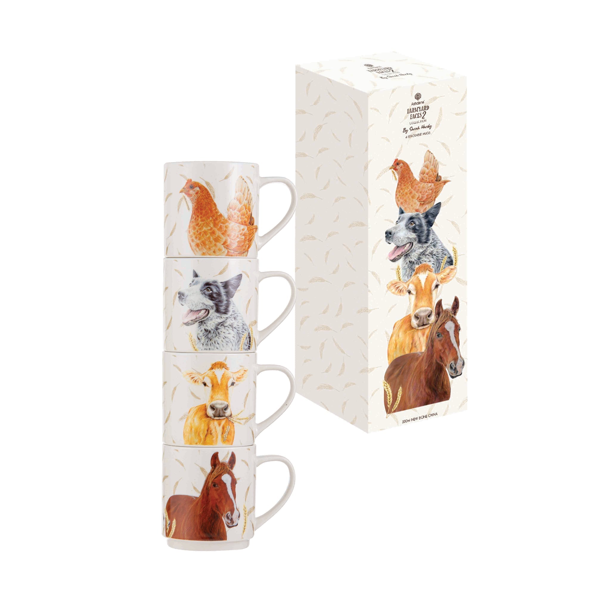 Ashdene Farmyard Faces 2 Stackable 4pk Mug