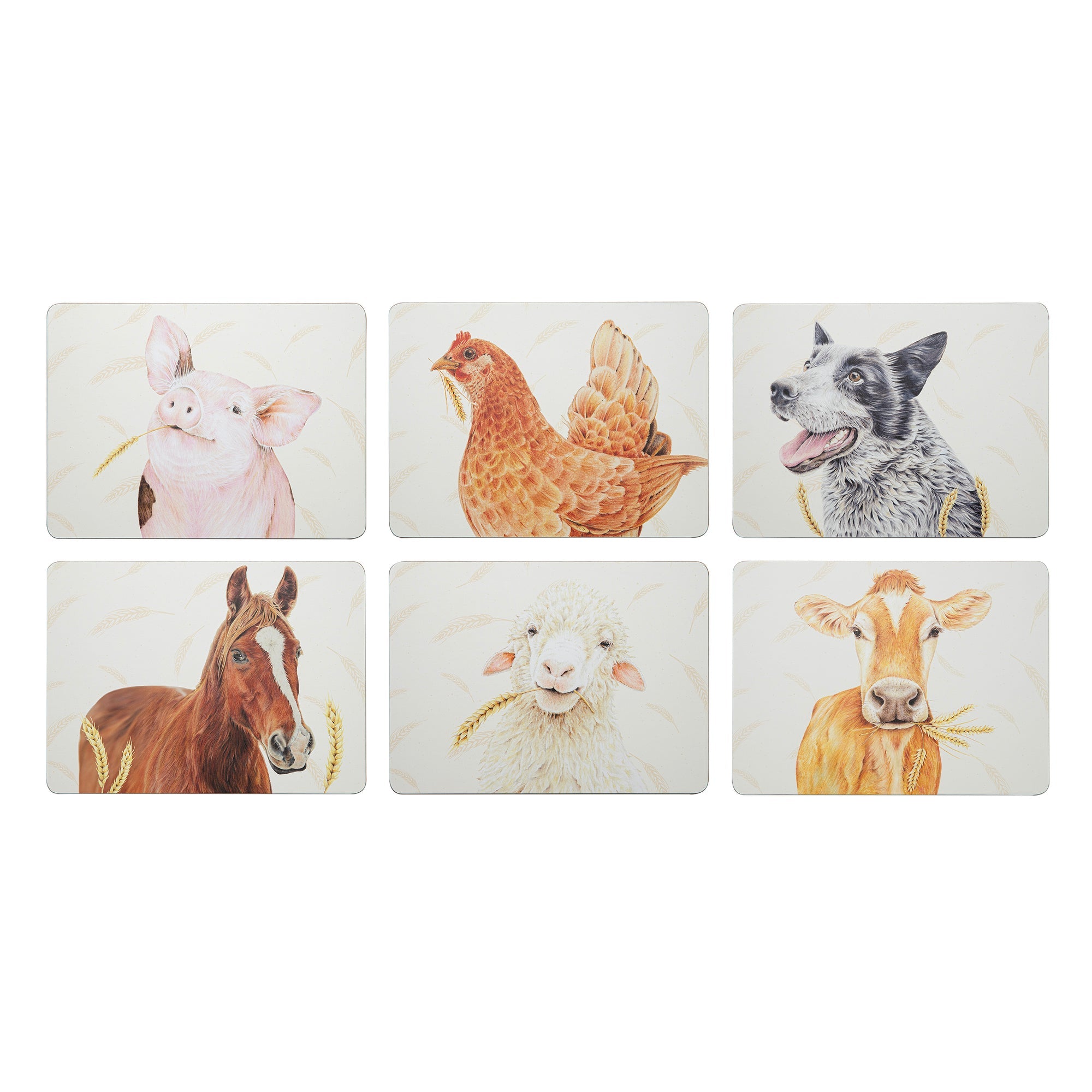 Ashdene Farmyard Faces 2 6pk Placemat