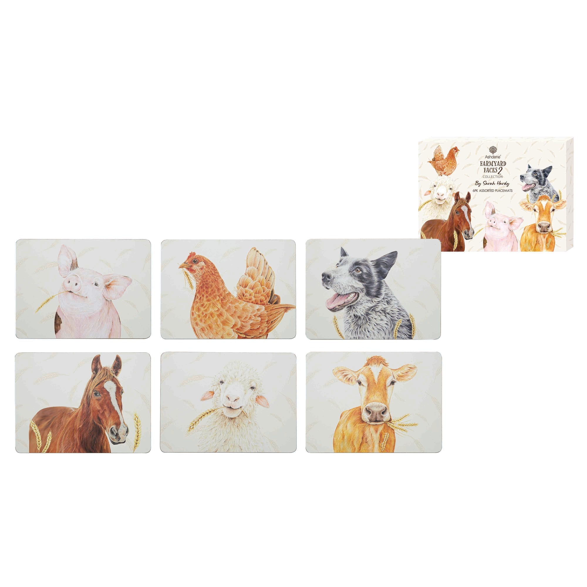 Ashdene Farmyard Faces 2 6pk Placemat