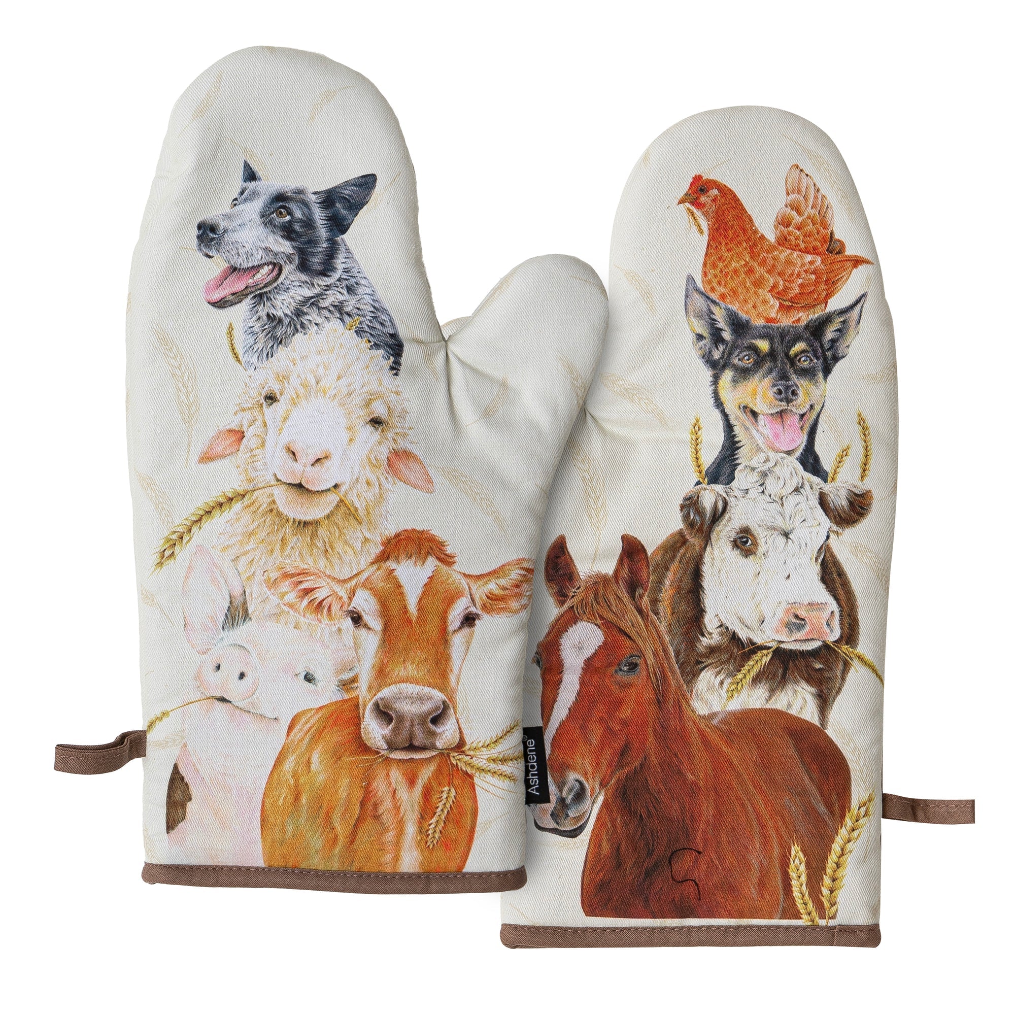 Ashdene Farmyard Faces 2 2pk Oven Mitt