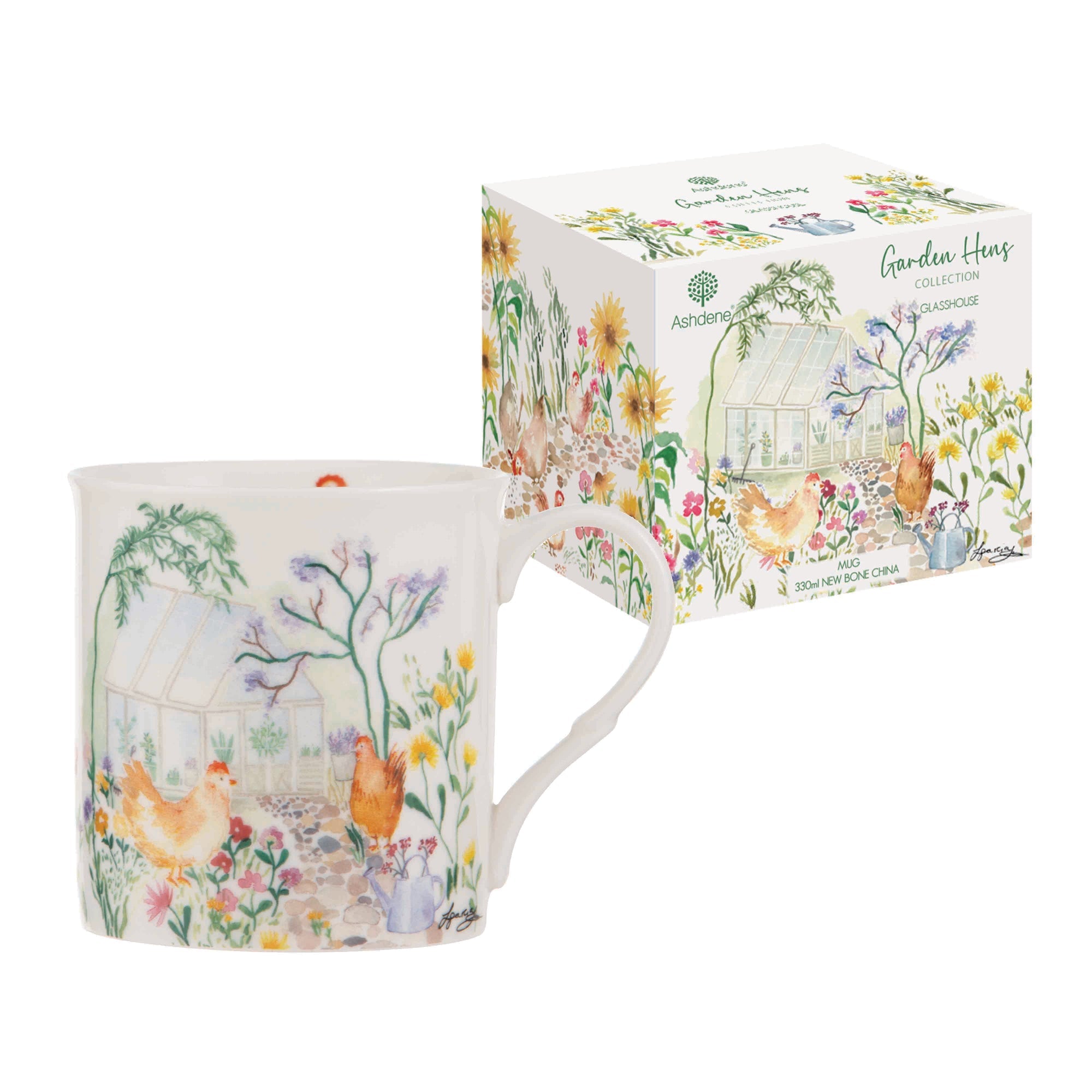 Ashdene Garden Hens Glasshouse Mug