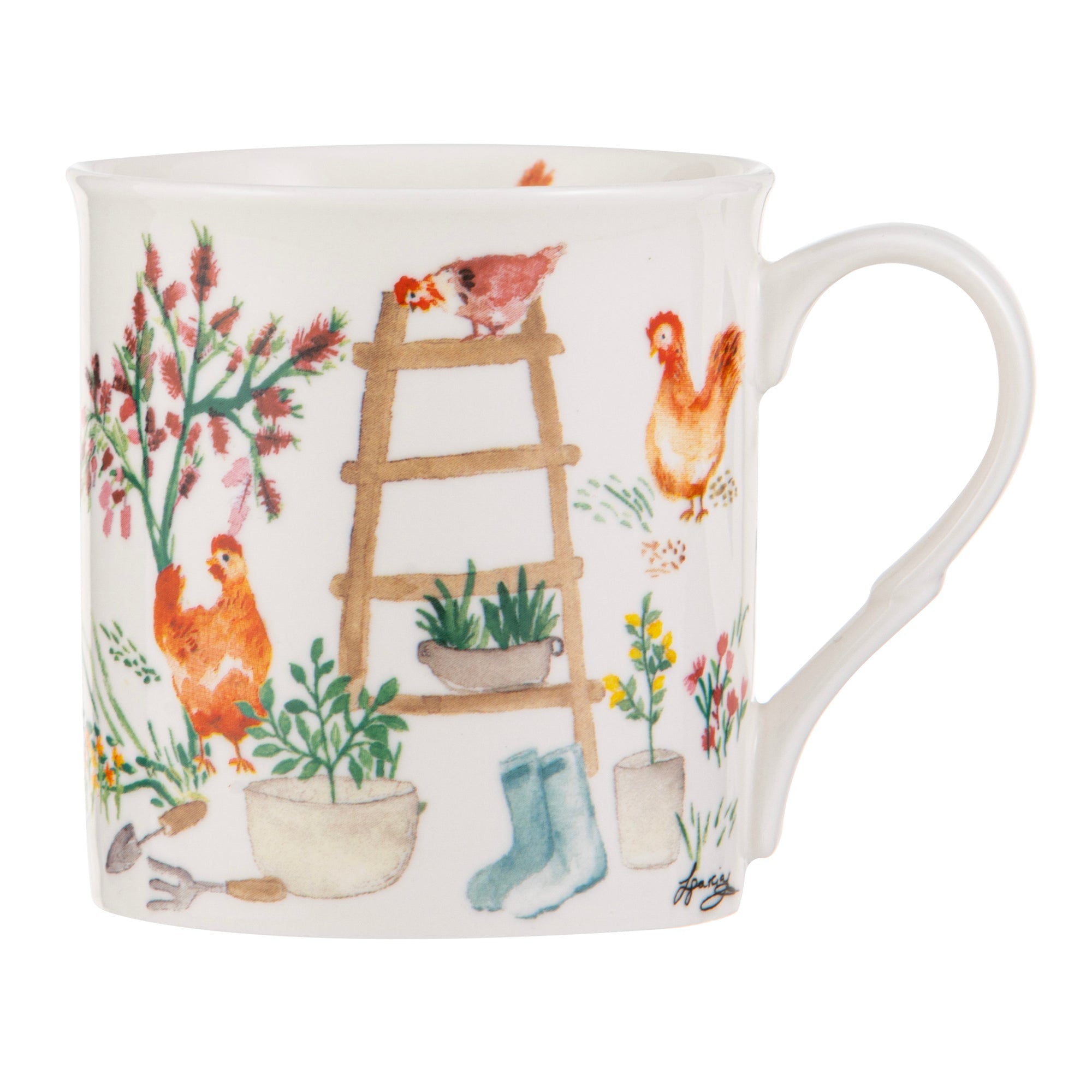 Ashdene Garden Hens Gum boots & ladder Mug
