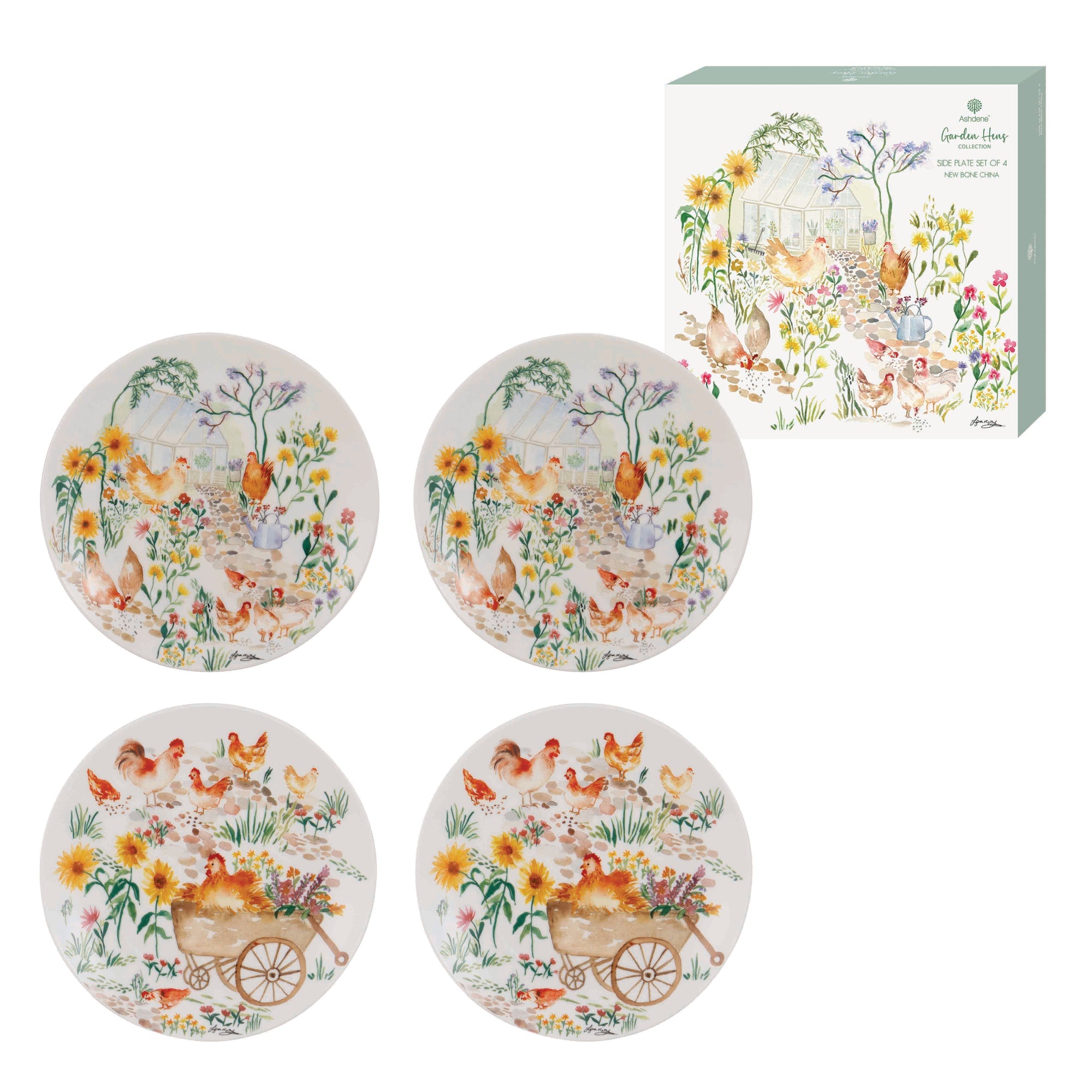 Ashdene Garden Hens Side Plate Set Of 4