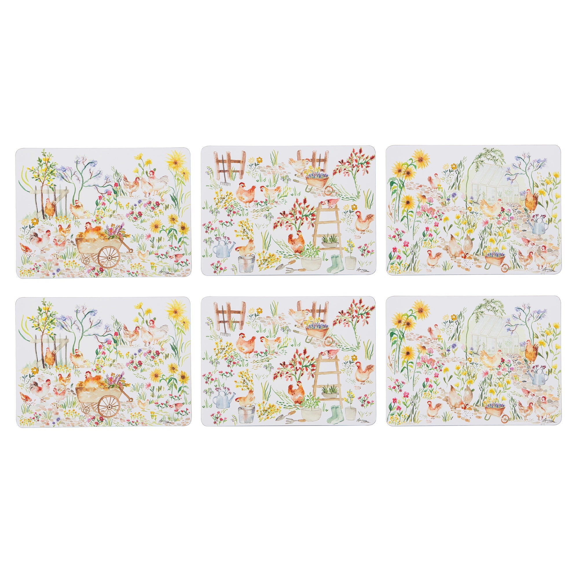 Ashdene Garden Hens 6pk Placemat