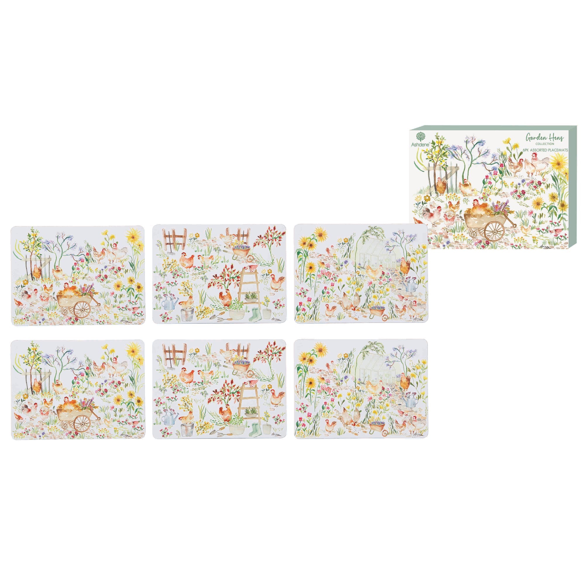Ashdene Garden Hens 6pk Placemat