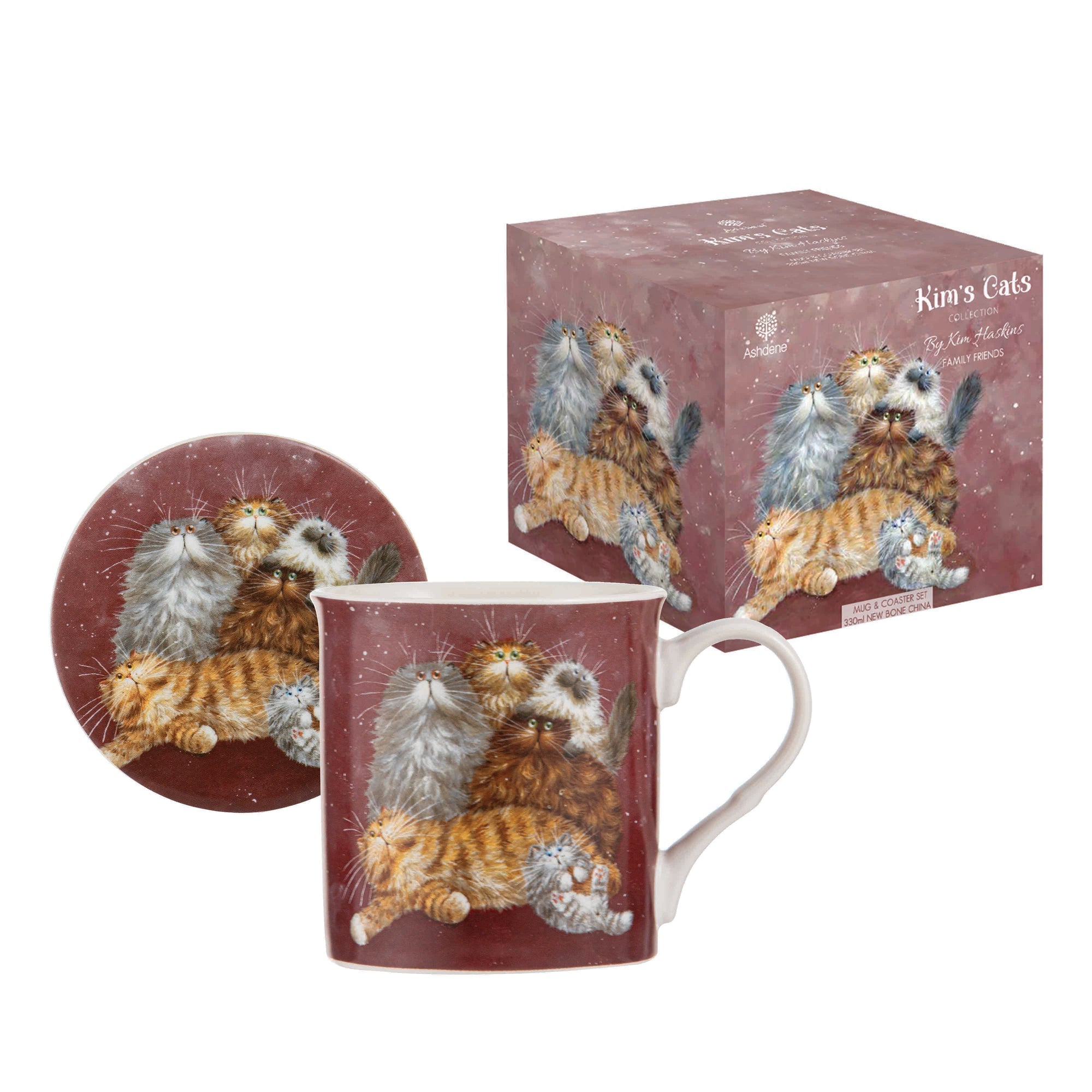 Ashdene Kim's Cats Friends Family Mug & Coaster Set