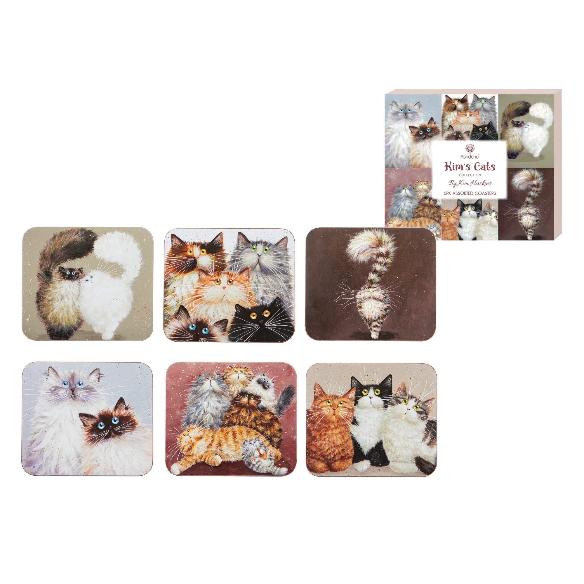 Ashdene Kim's Cats 6pk Coaster