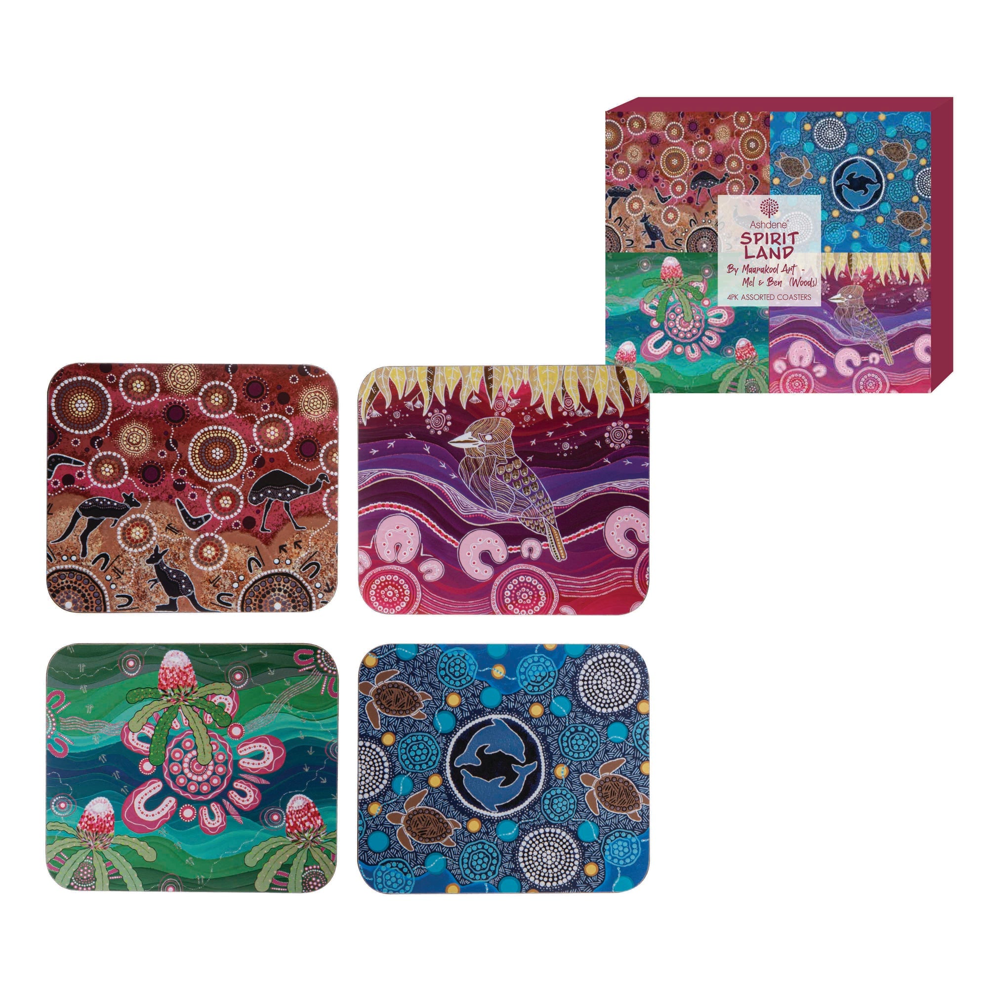 Ashdene Spirit Land 4pk Assorted Coaster