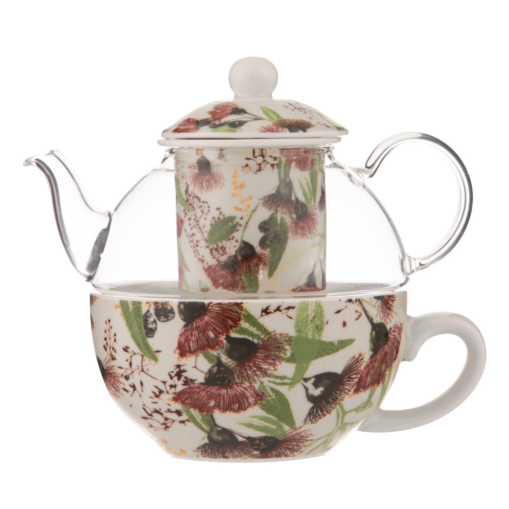 Ashdene Trudy's Garden Silver Princess Glass Top Tea For One
