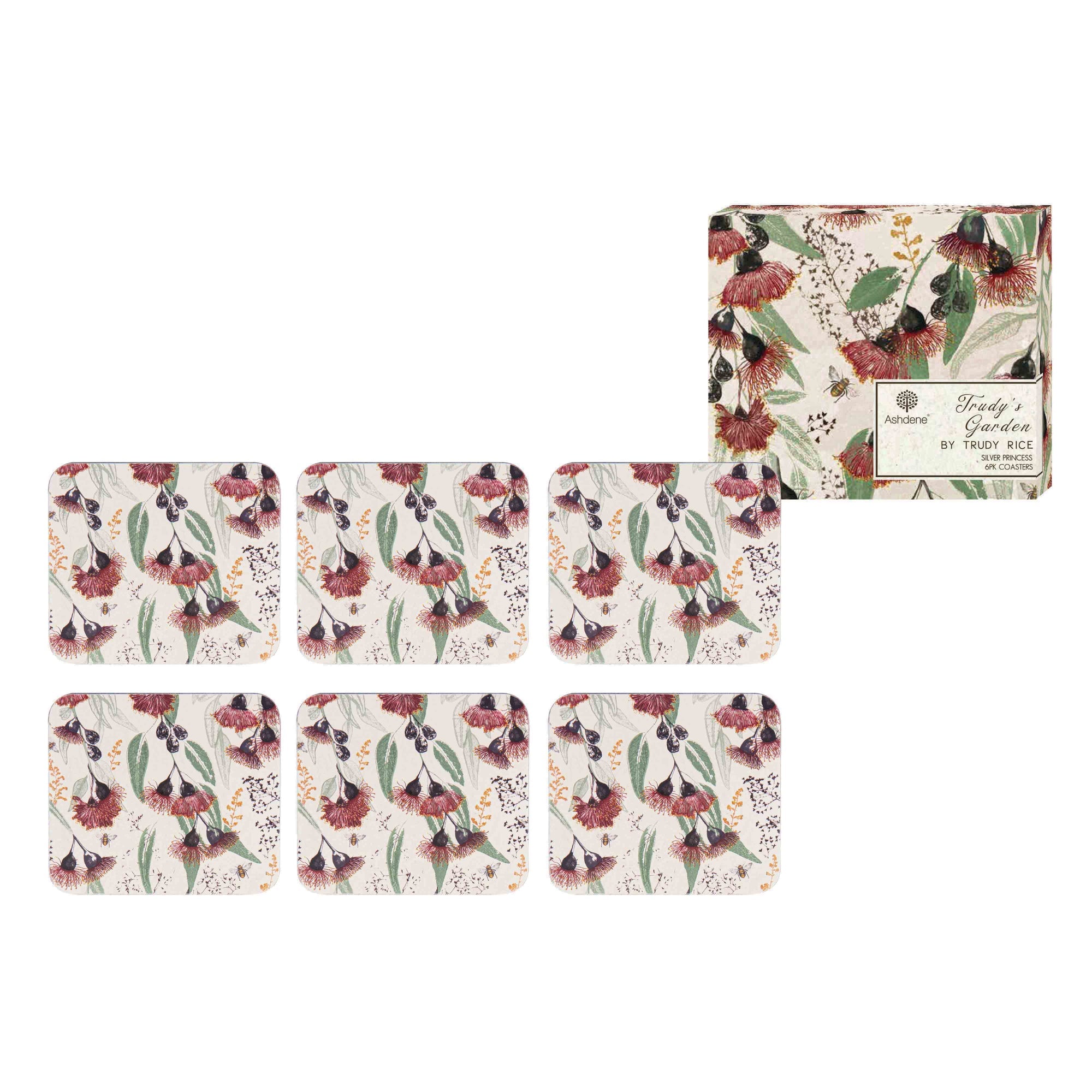 Ashdene Trudy's Garden Silver Princess 6pk Coaster