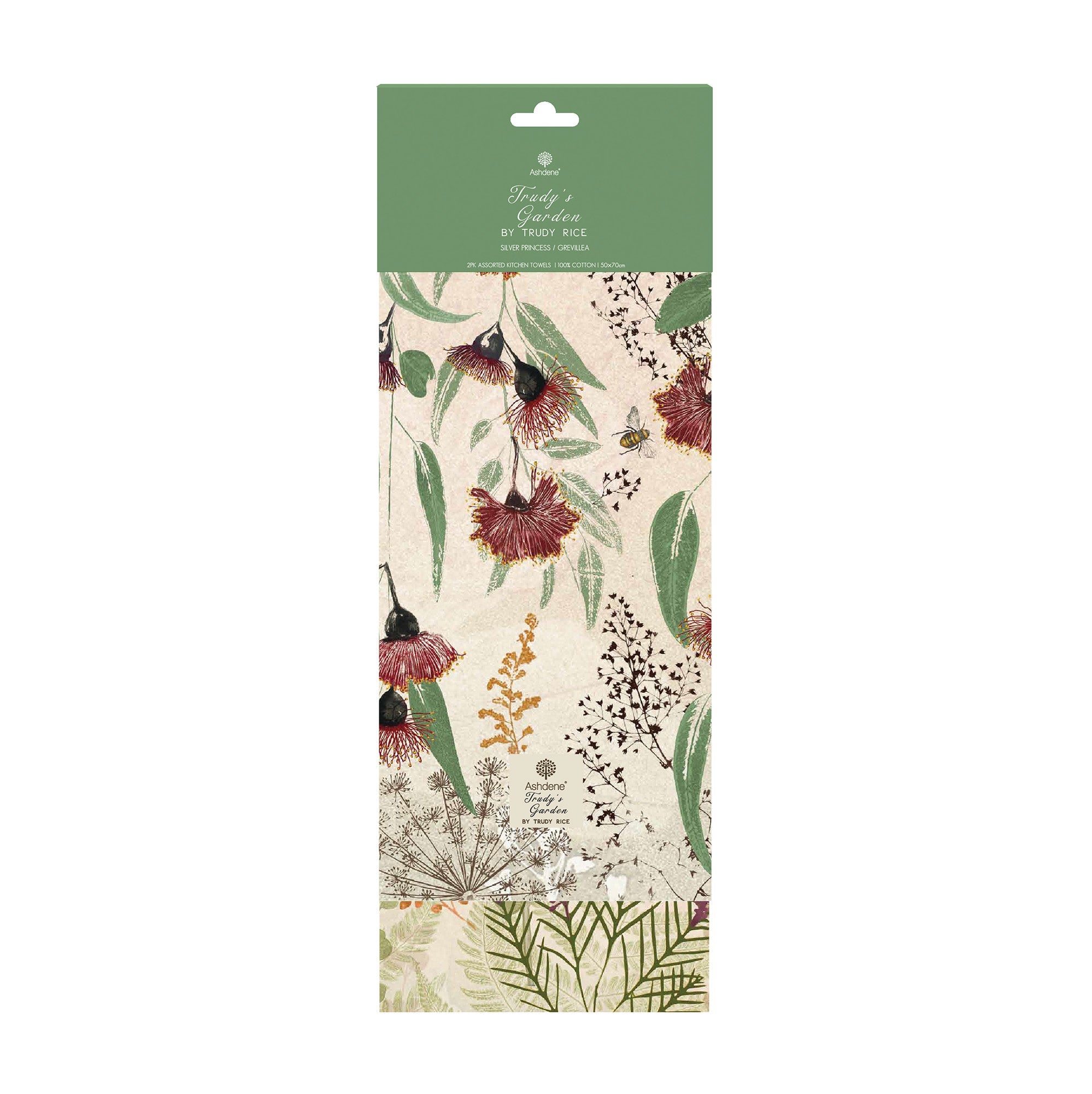 Ashdene Trudy's Garden Silver Princess Grevillea 2pk Kitchen Towel