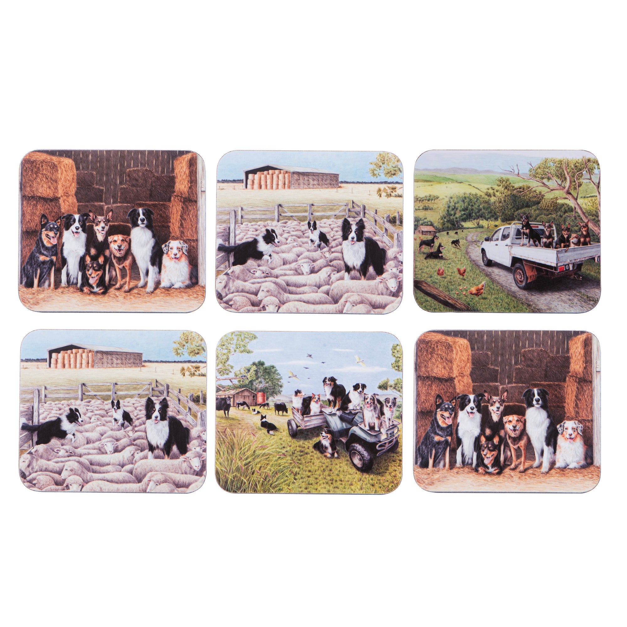 Ashdene Working Dogs 6pk Coaster