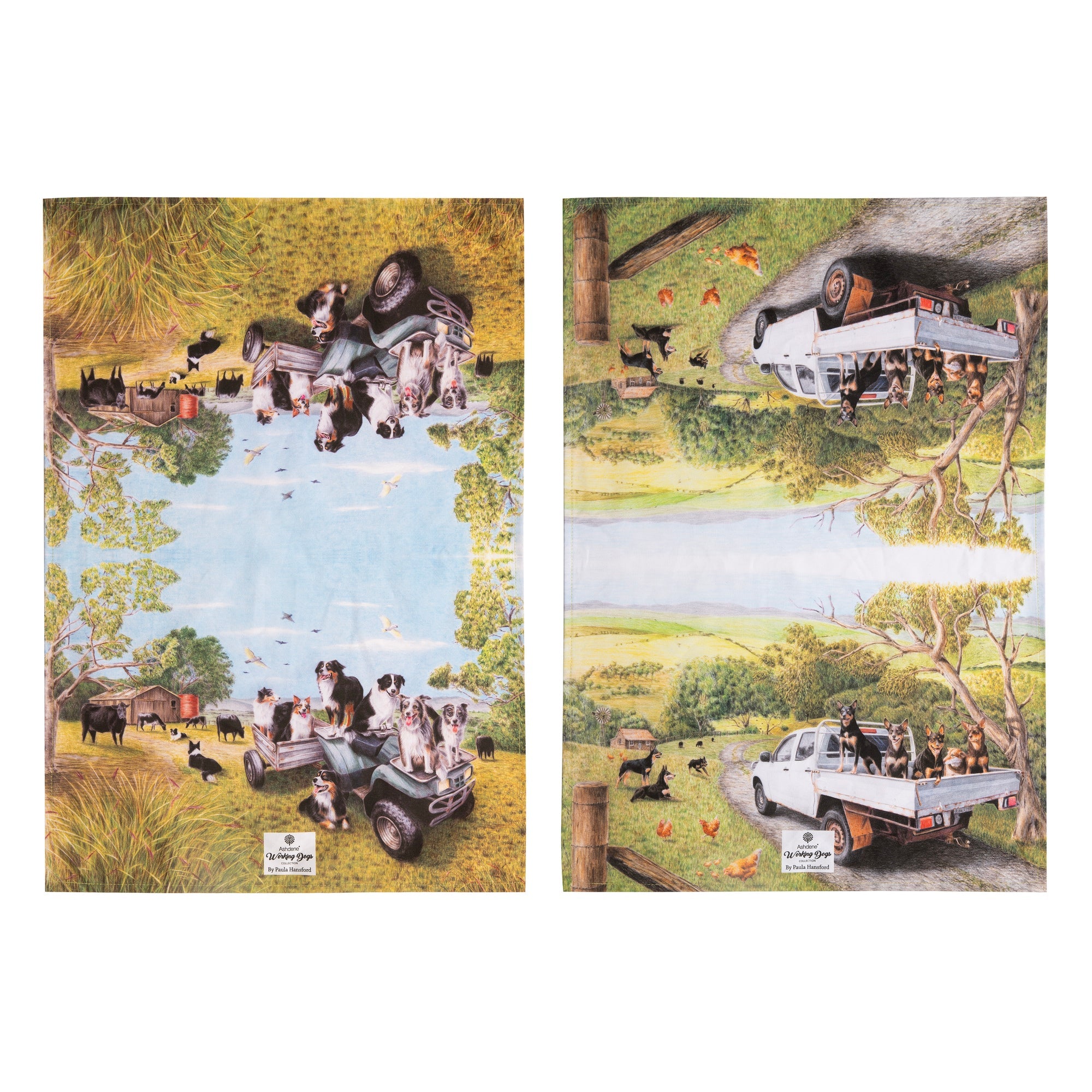 Ashdene Working Dogs Vehicle 2pk Kitchen Towel