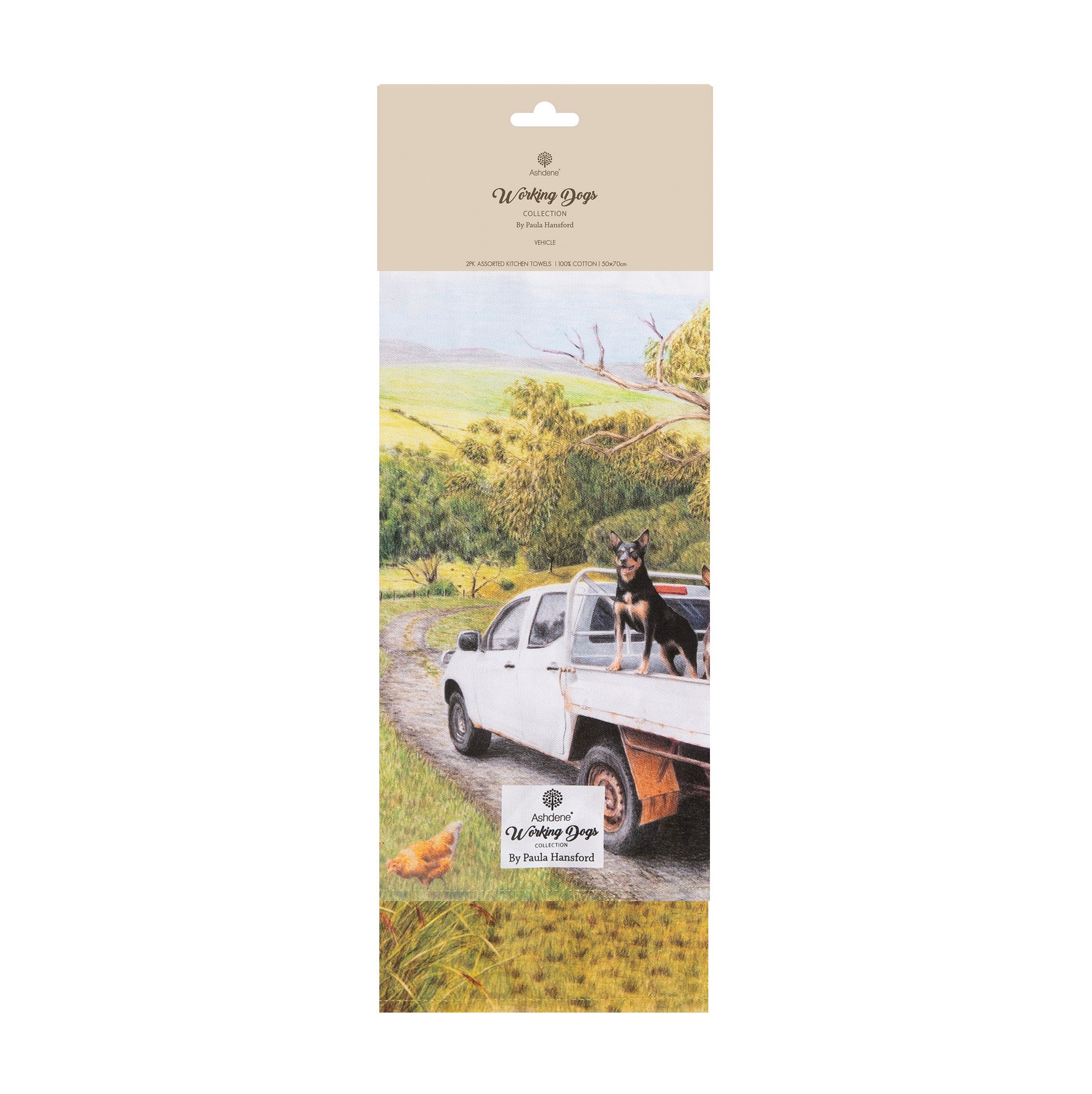 Ashdene Working Dogs Vehicle 2pk Kitchen Towel