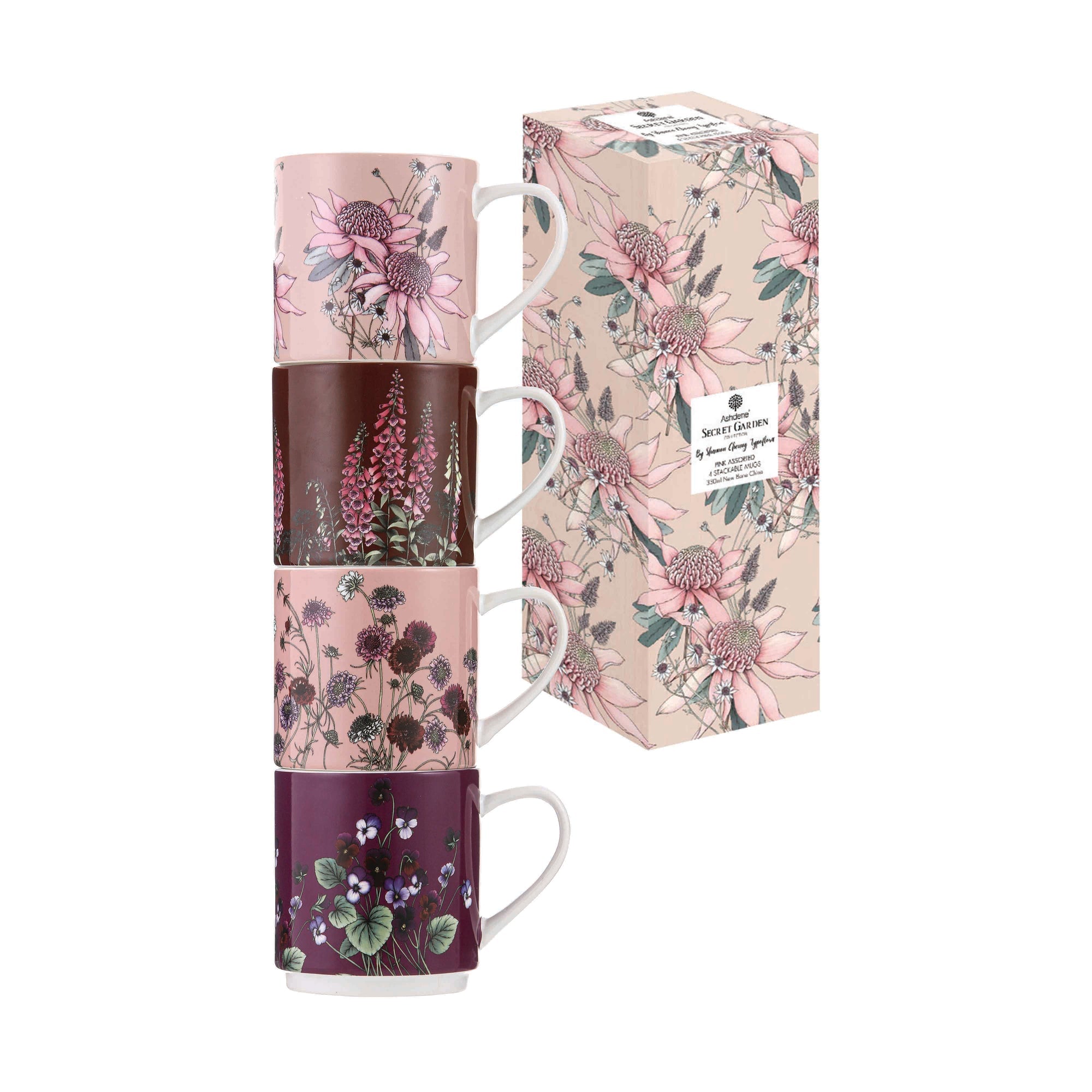 Ashdene Secret Garden Pink Stackable 4pk Mug
