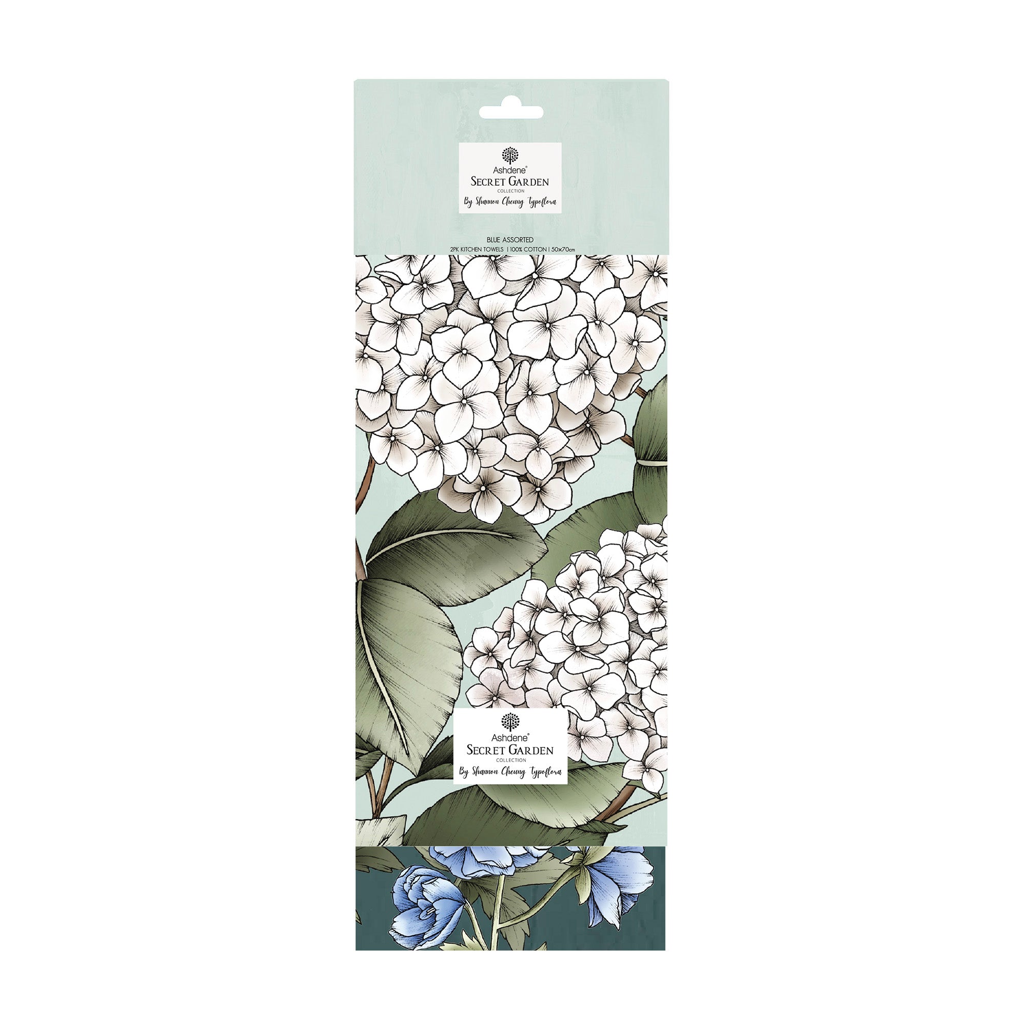 Ashdene Secret Garden Blue 2pk Kitchen Towel