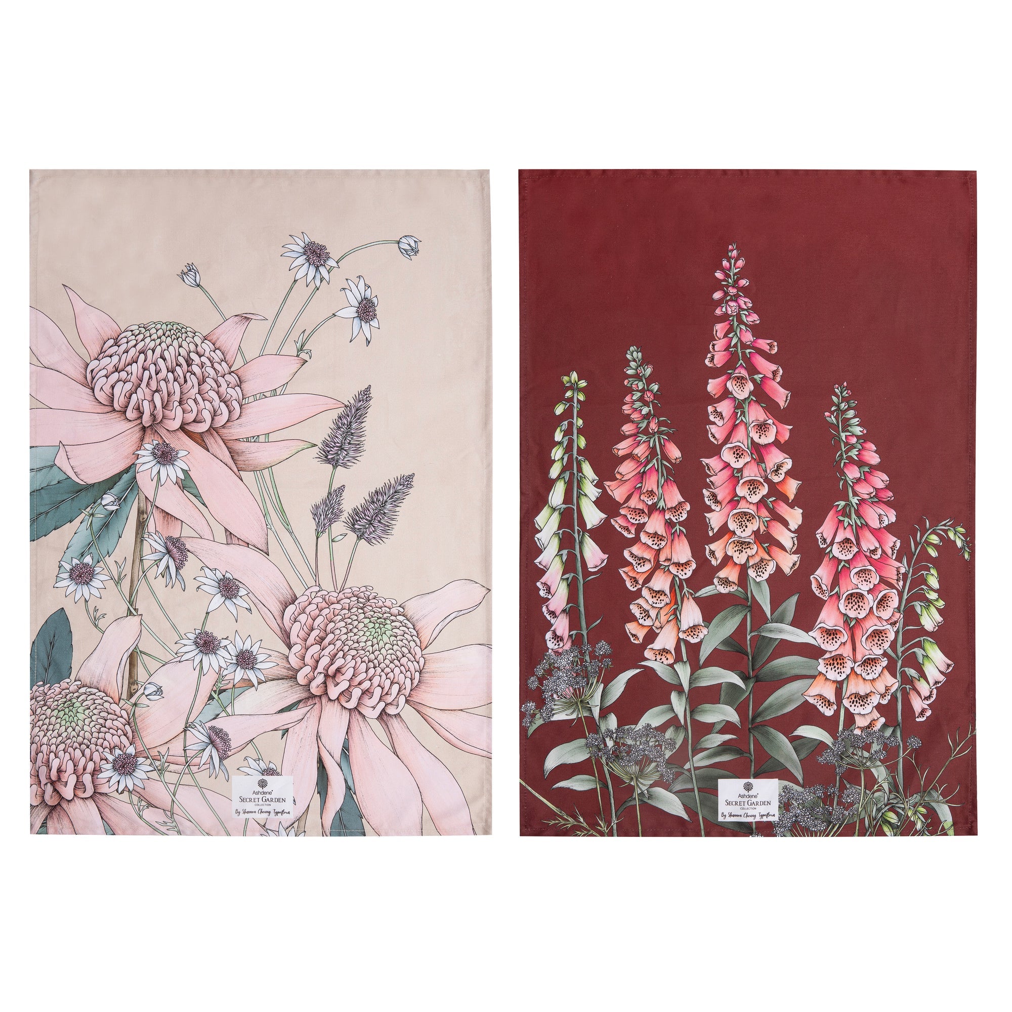 Ashdene Secret Garden Pink 2pk Kitchen Towel