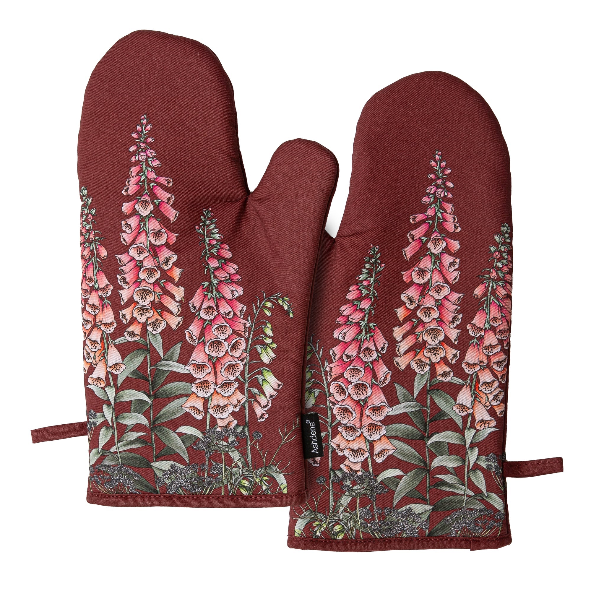 Ashdene Secret Garden Maroon 2pk Oven Mitt