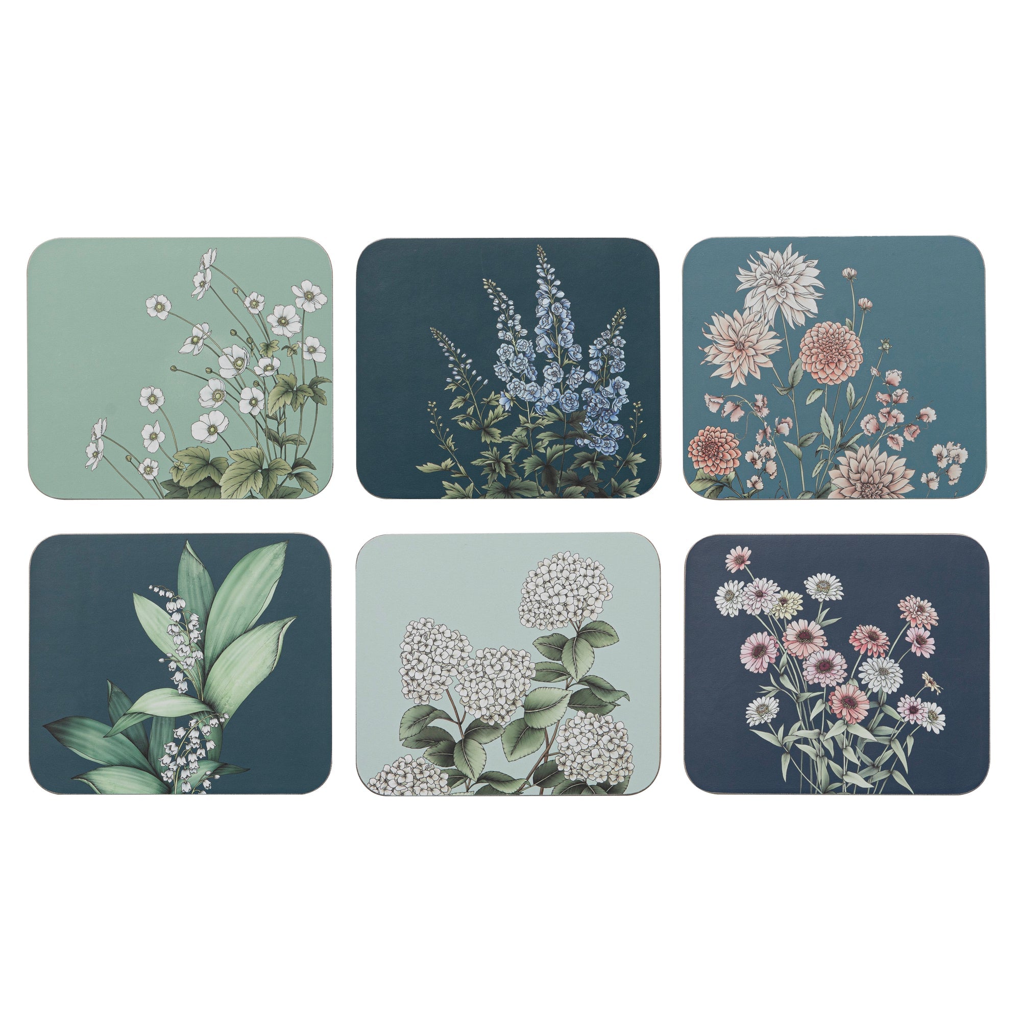 Ashdene Secret Garden Blue 6pk Coaster