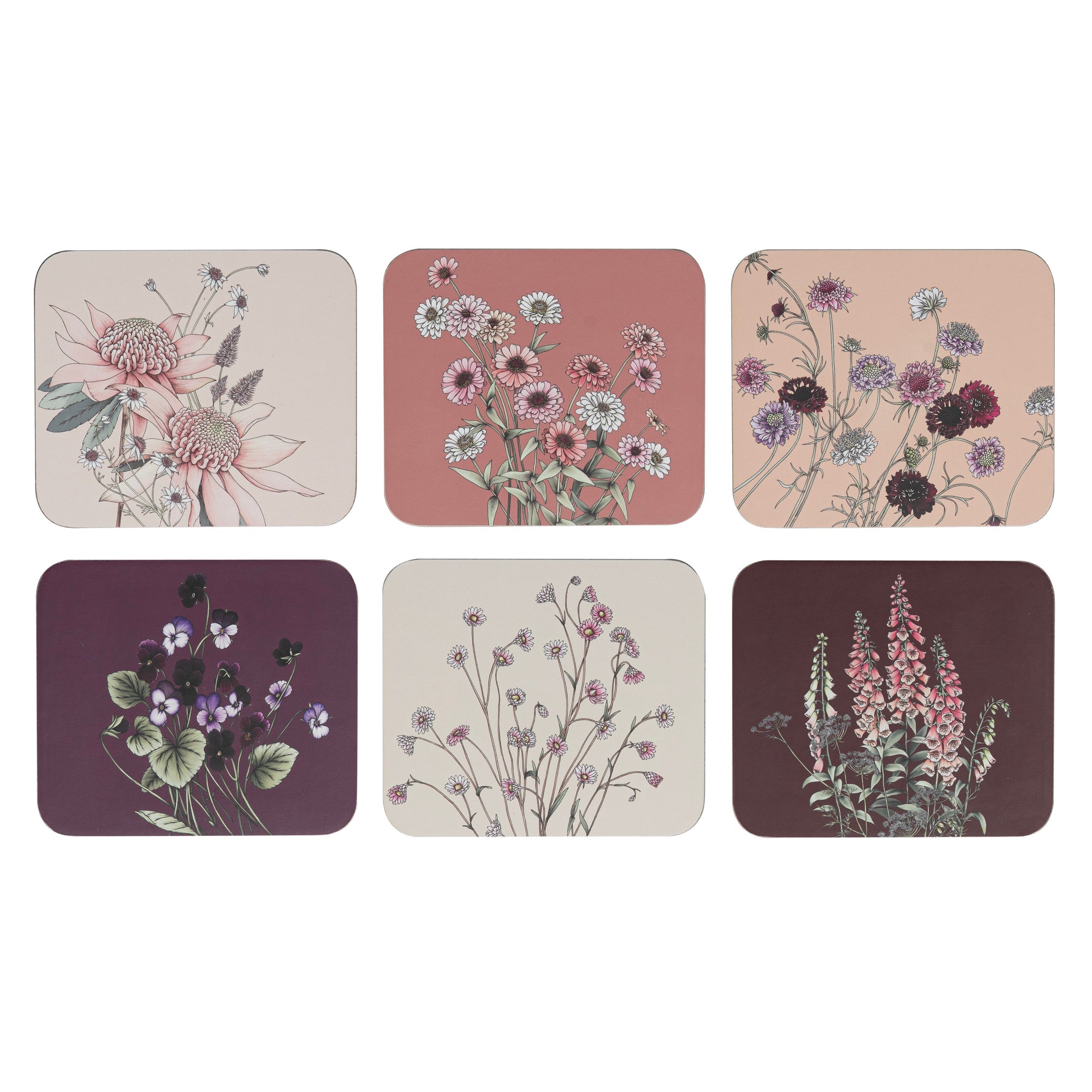 Ashdene Secret Garden Pink 6pk Coaster