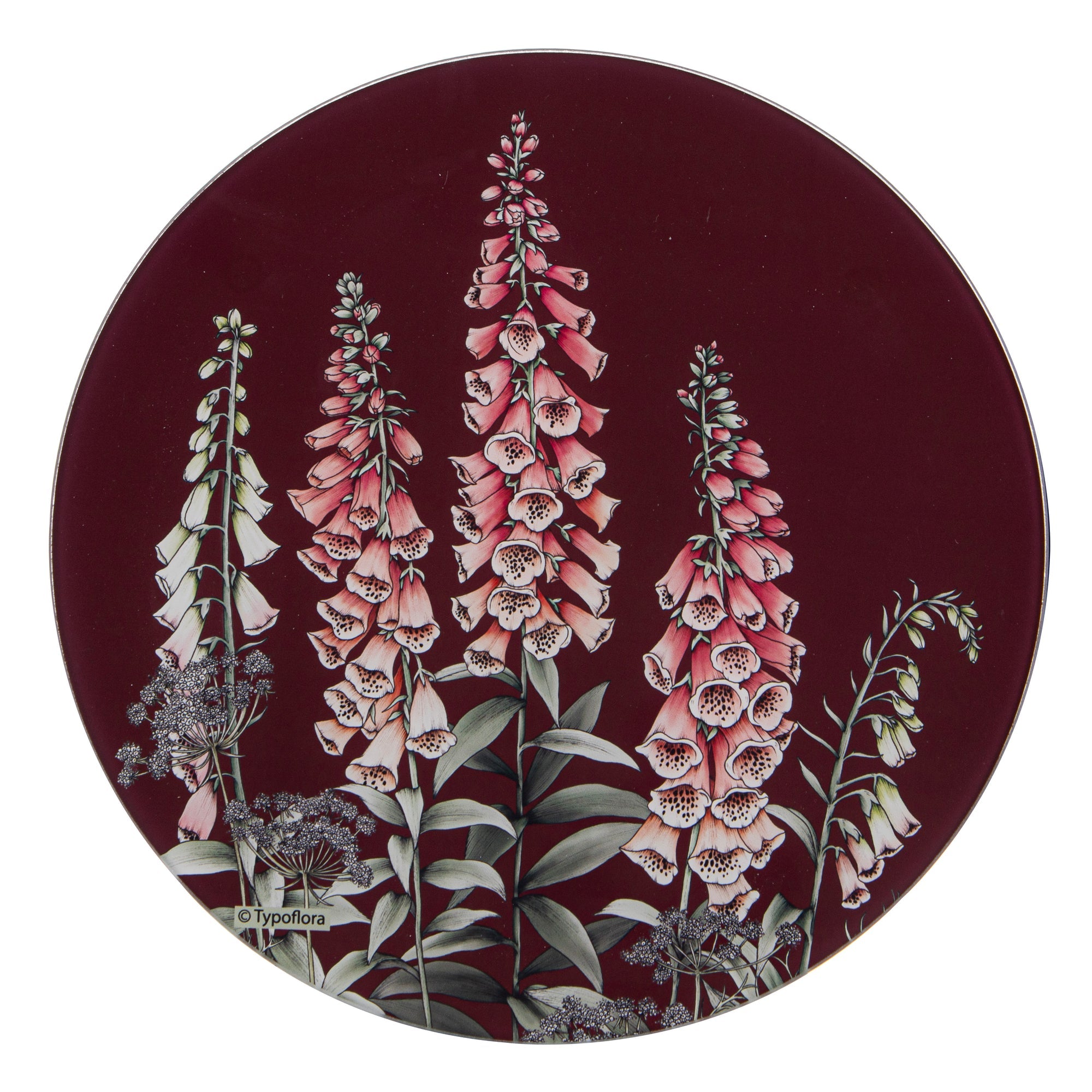 Ashdene Secret Garden Round Maroon Surface Protector