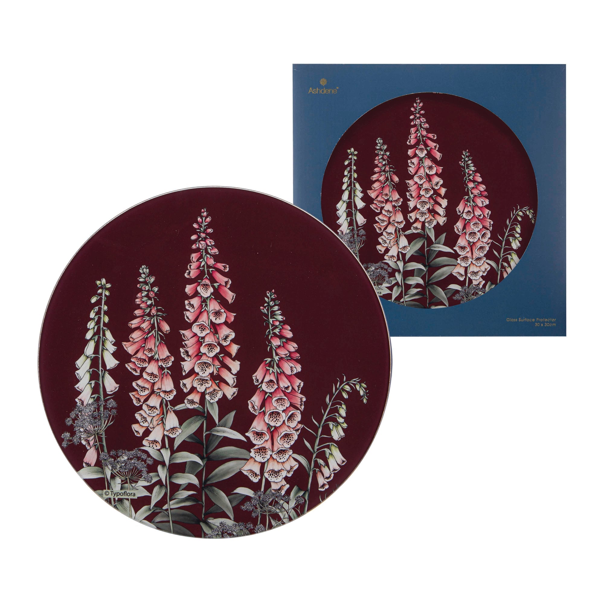 Ashdene Secret Garden Round Maroon Surface Protector