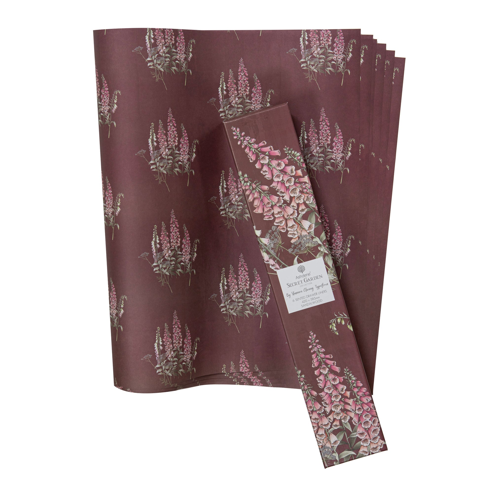 Ashdene Secret Garden 6pk Sandalwood Scented Drawer Liner