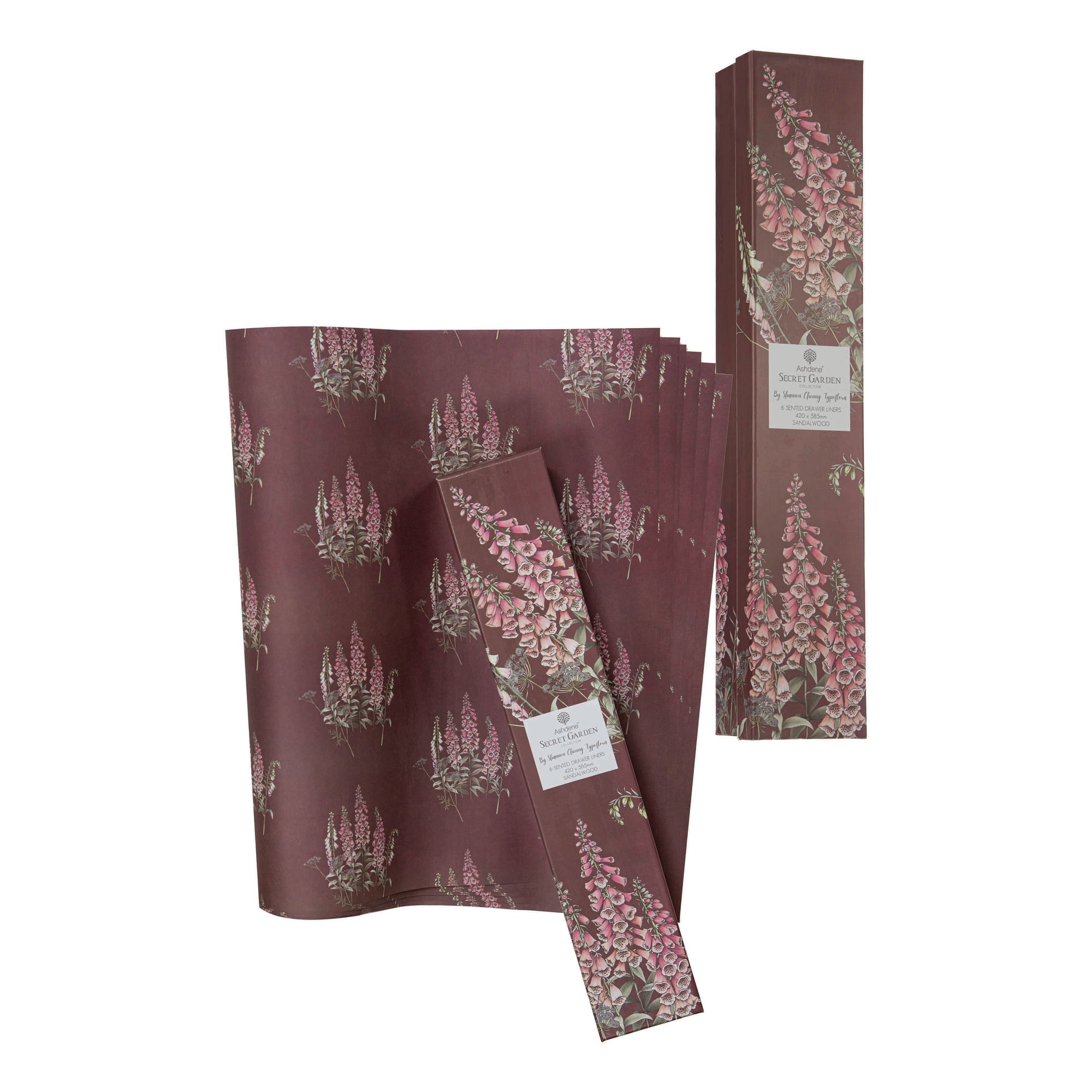 Ashdene Secret Garden 6pk Sandalwood Scented Drawer Liner
