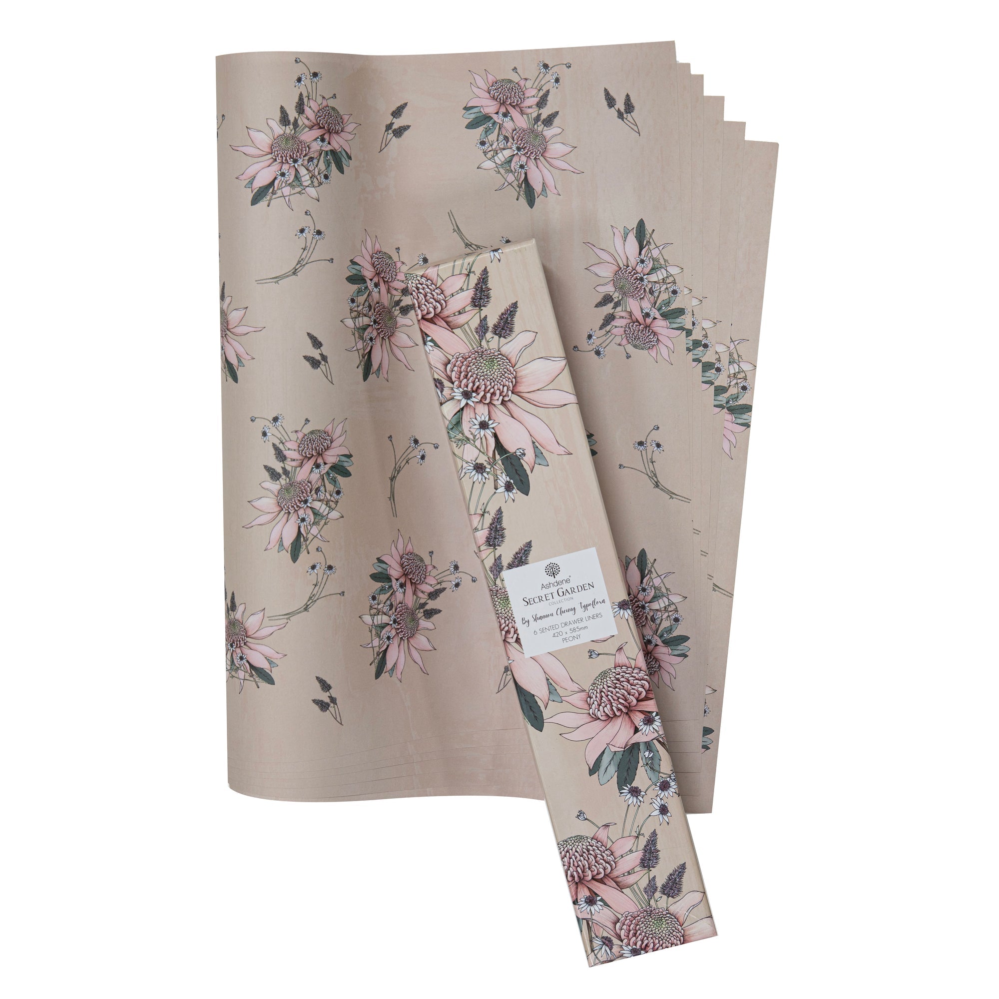 Ashdene Secret Garden 6pk Peony Scented Drawer Liner