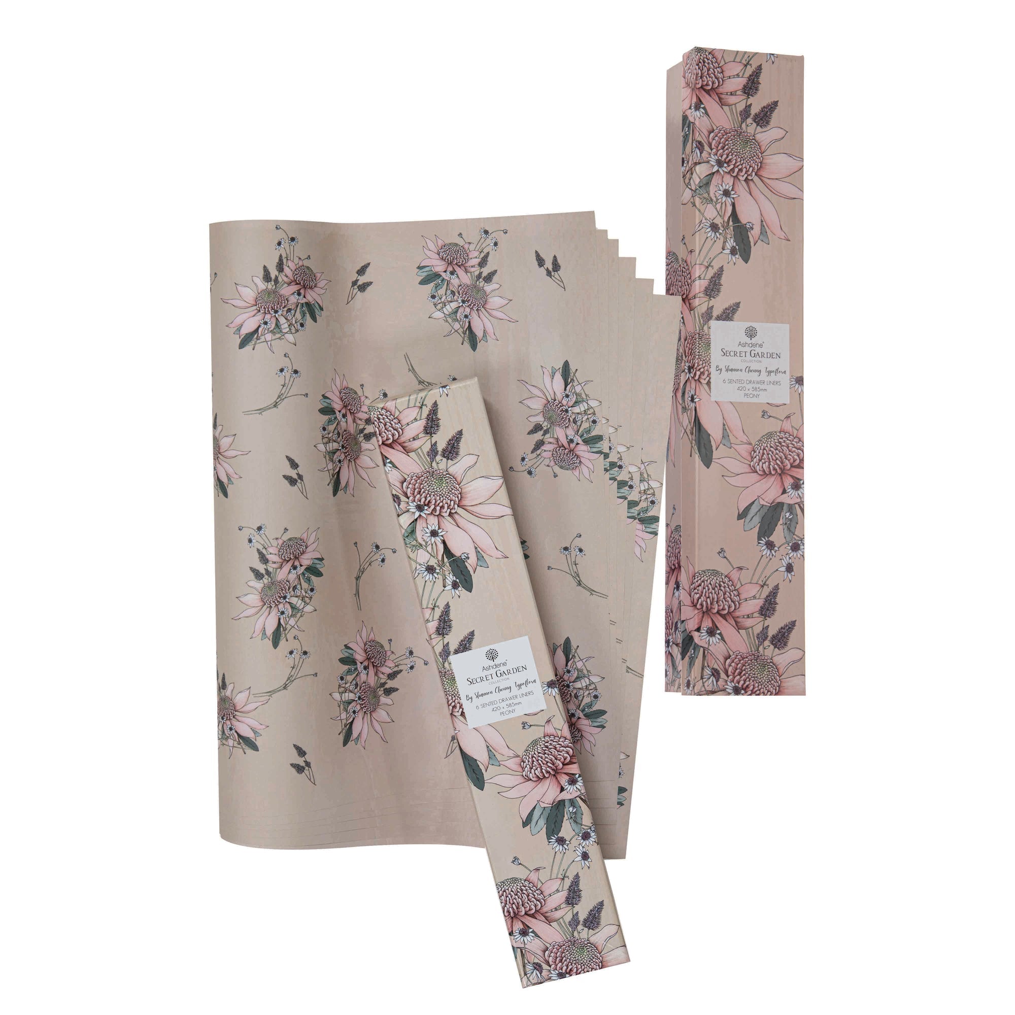 Ashdene Secret Garden 6pk Peony Scented Drawer Liner