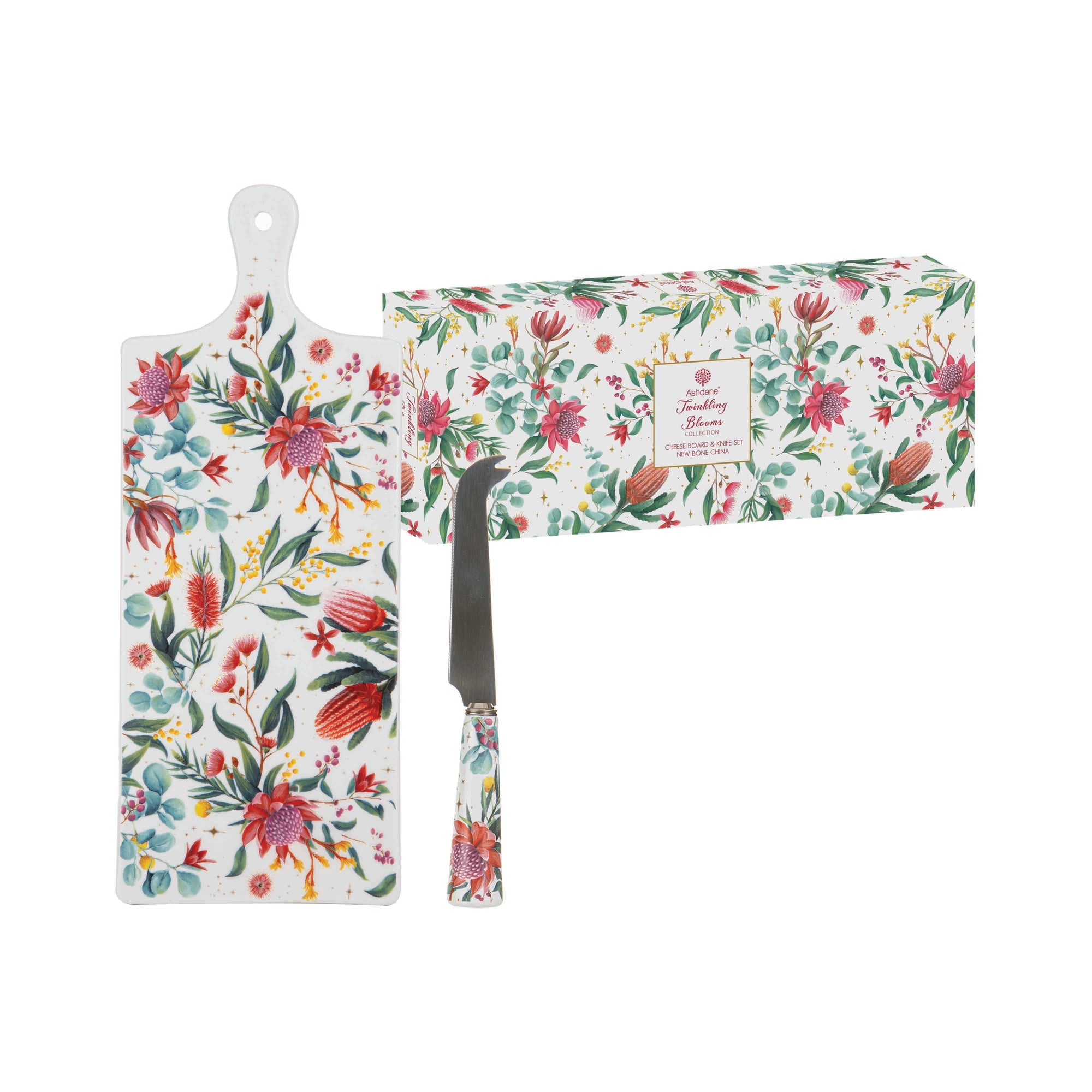 Ashdene Twinkling Blooms Platter & Cheese Knife Set
