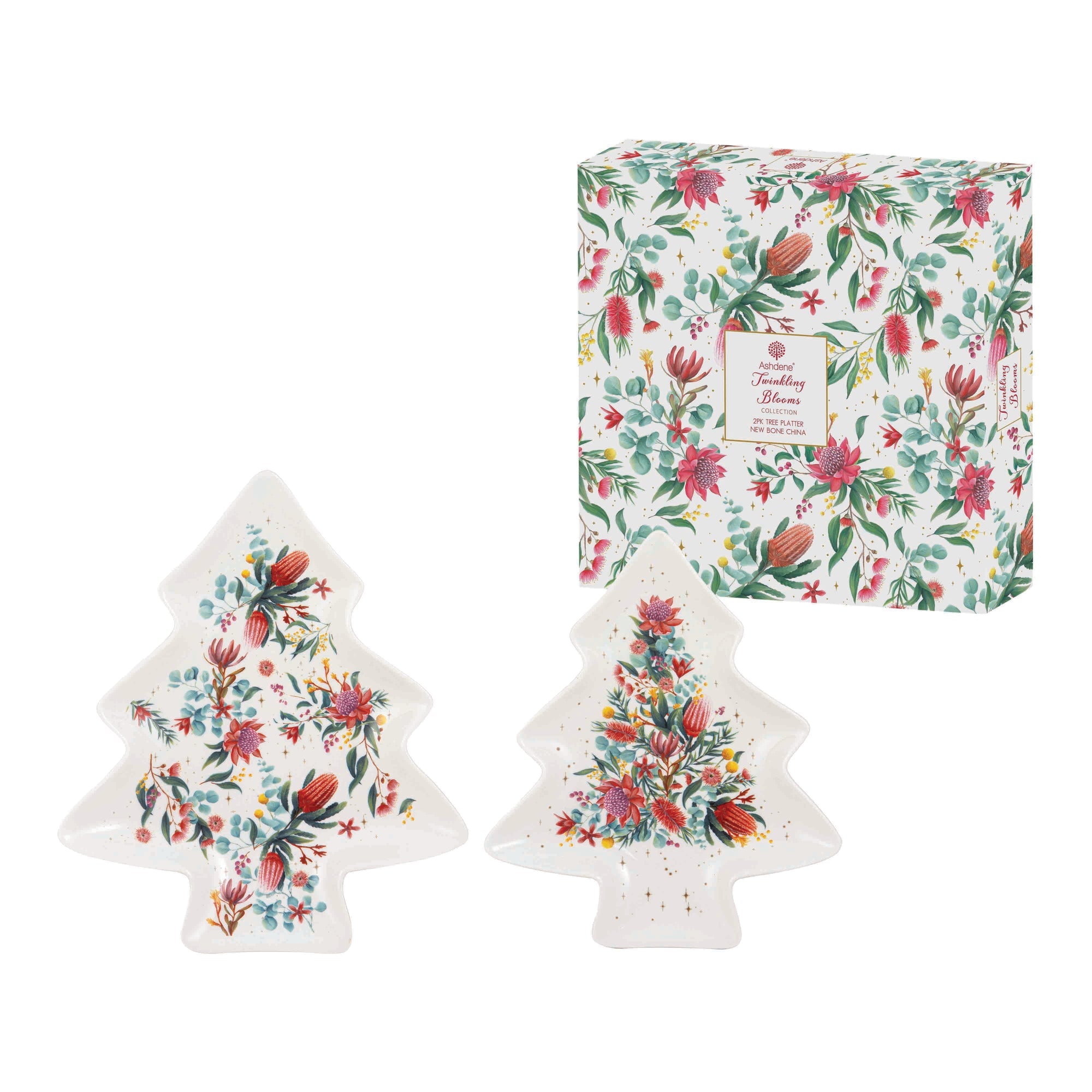 Ashdene Twinkling Blooms 2pk Tree Platter