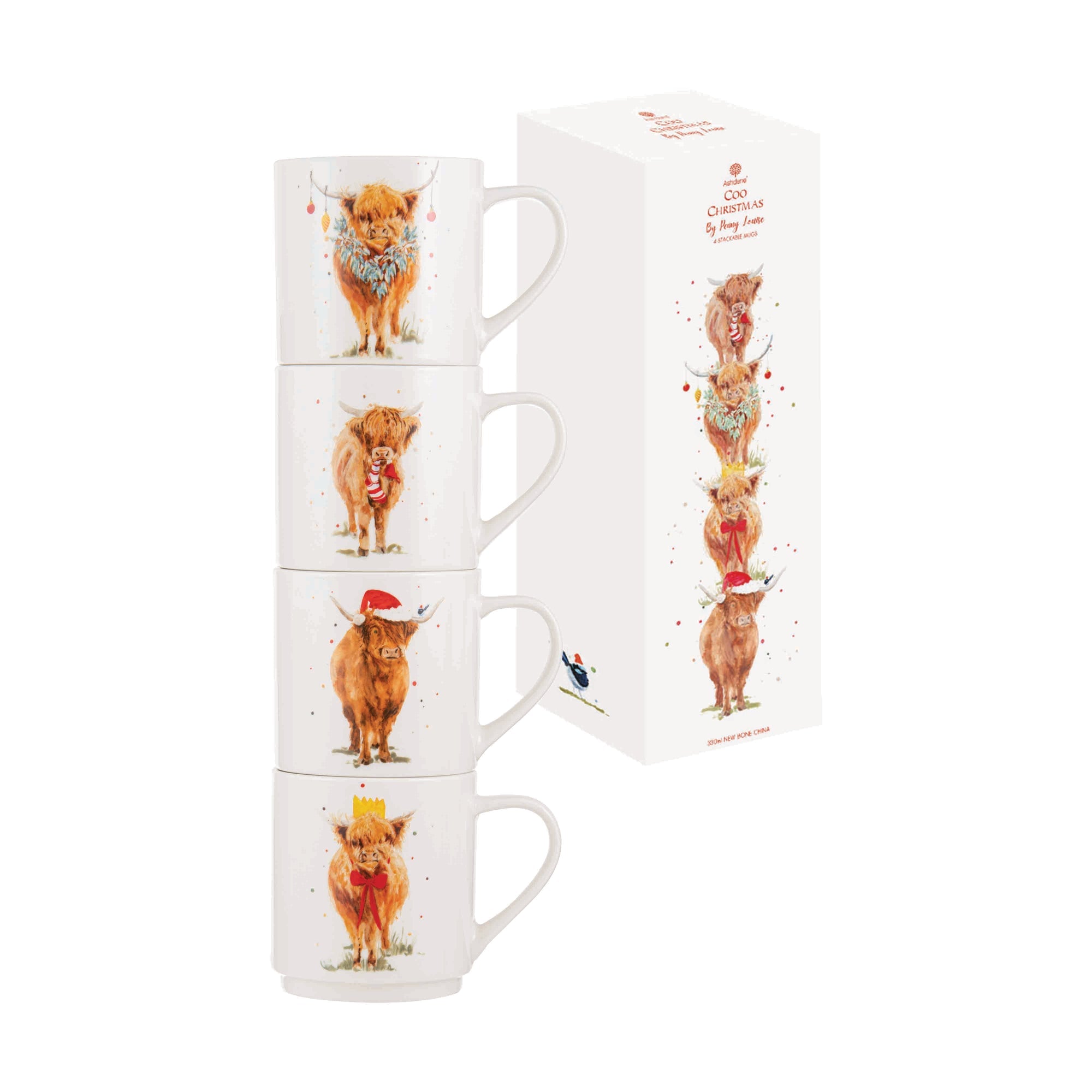 Ashdene Coo Christmas Stackable 4pk Mug