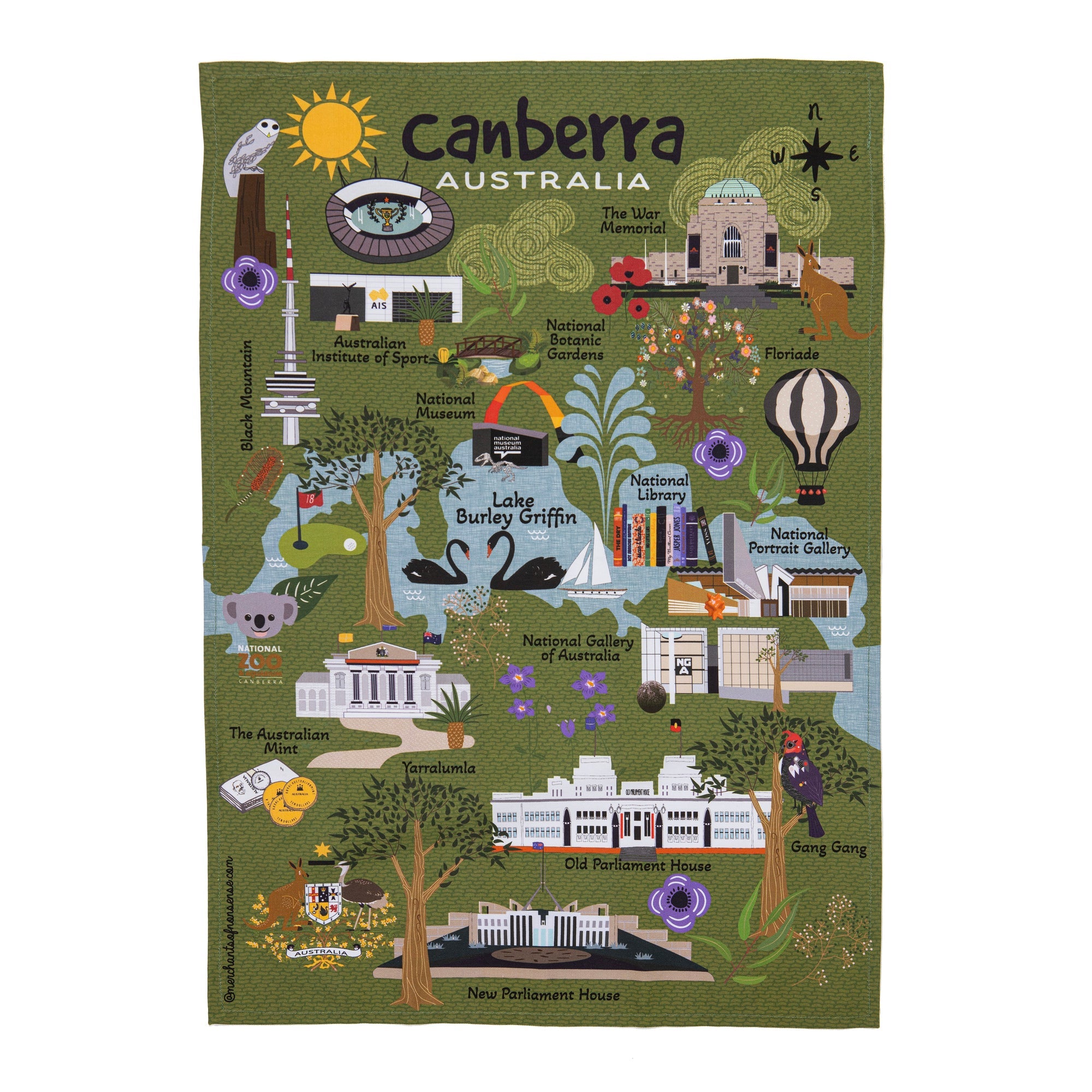 Ashdene Land Down Under Canberra Kitchen Towel