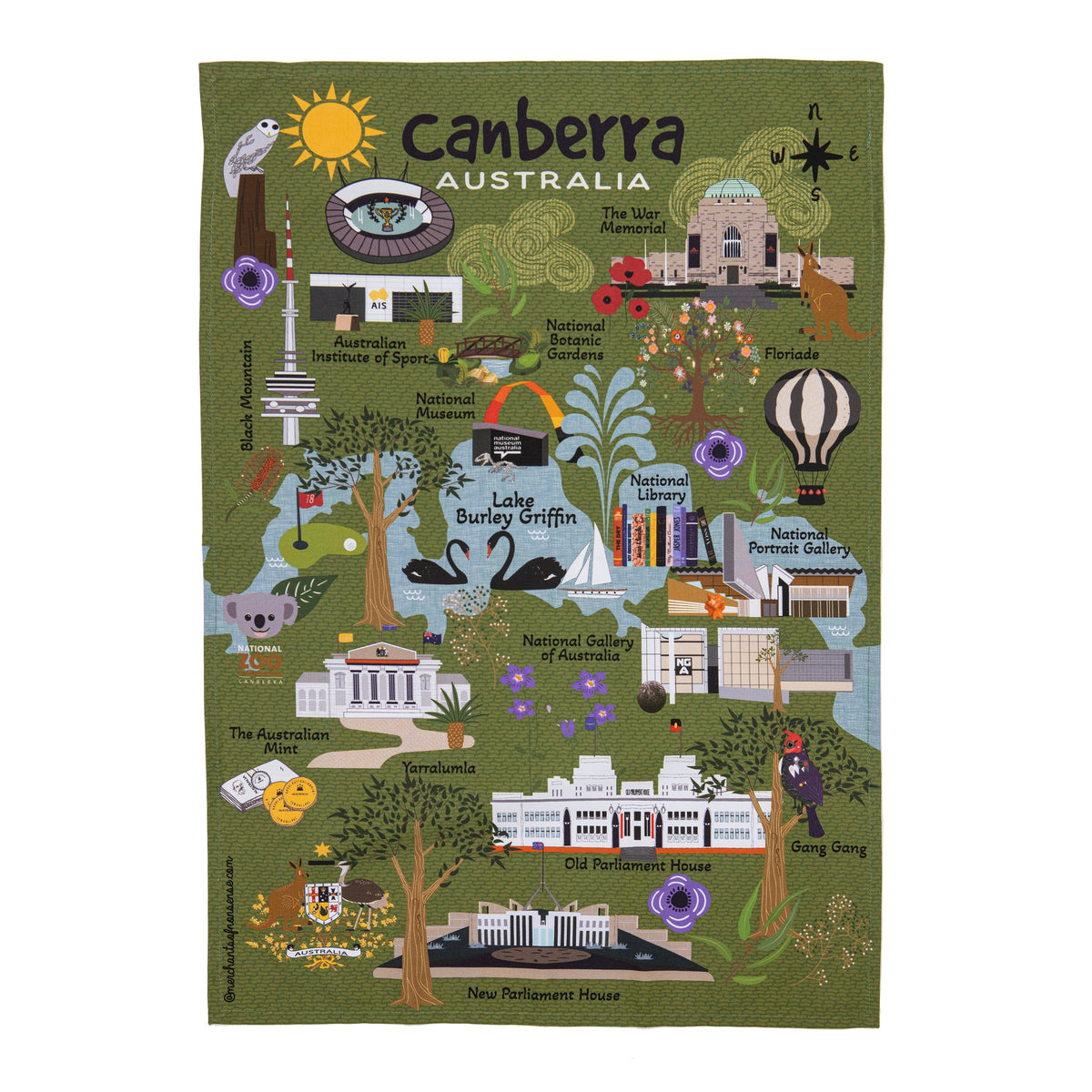 Ashdene Land Down Under Canberra Kitchen Towel