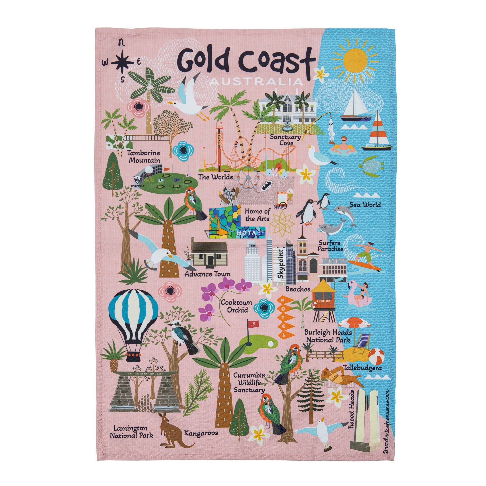 Ashdene Land Down Under Gold Coast Kitchen Towel