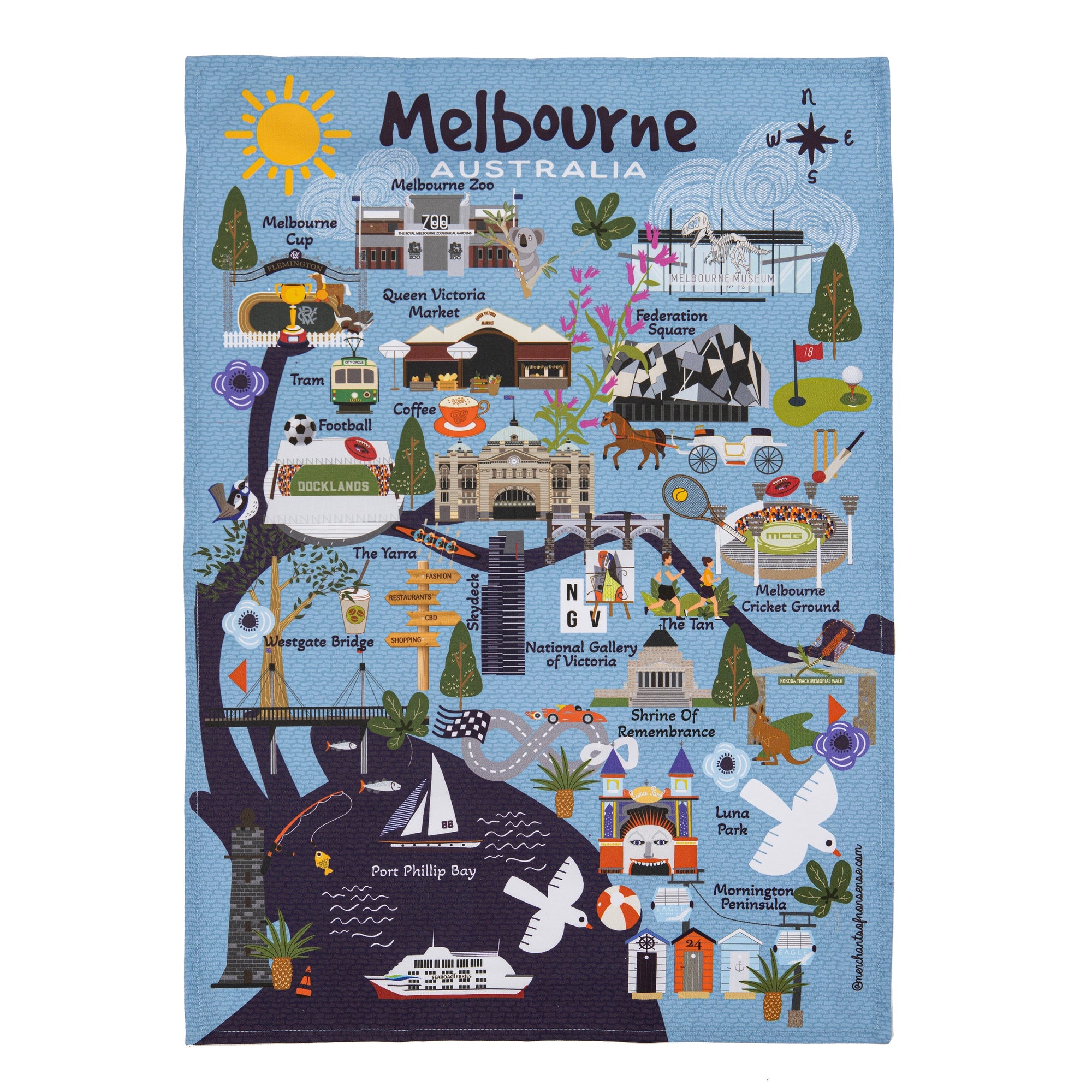 Ashdene Land Down Under Melbourne Kitchen Towel