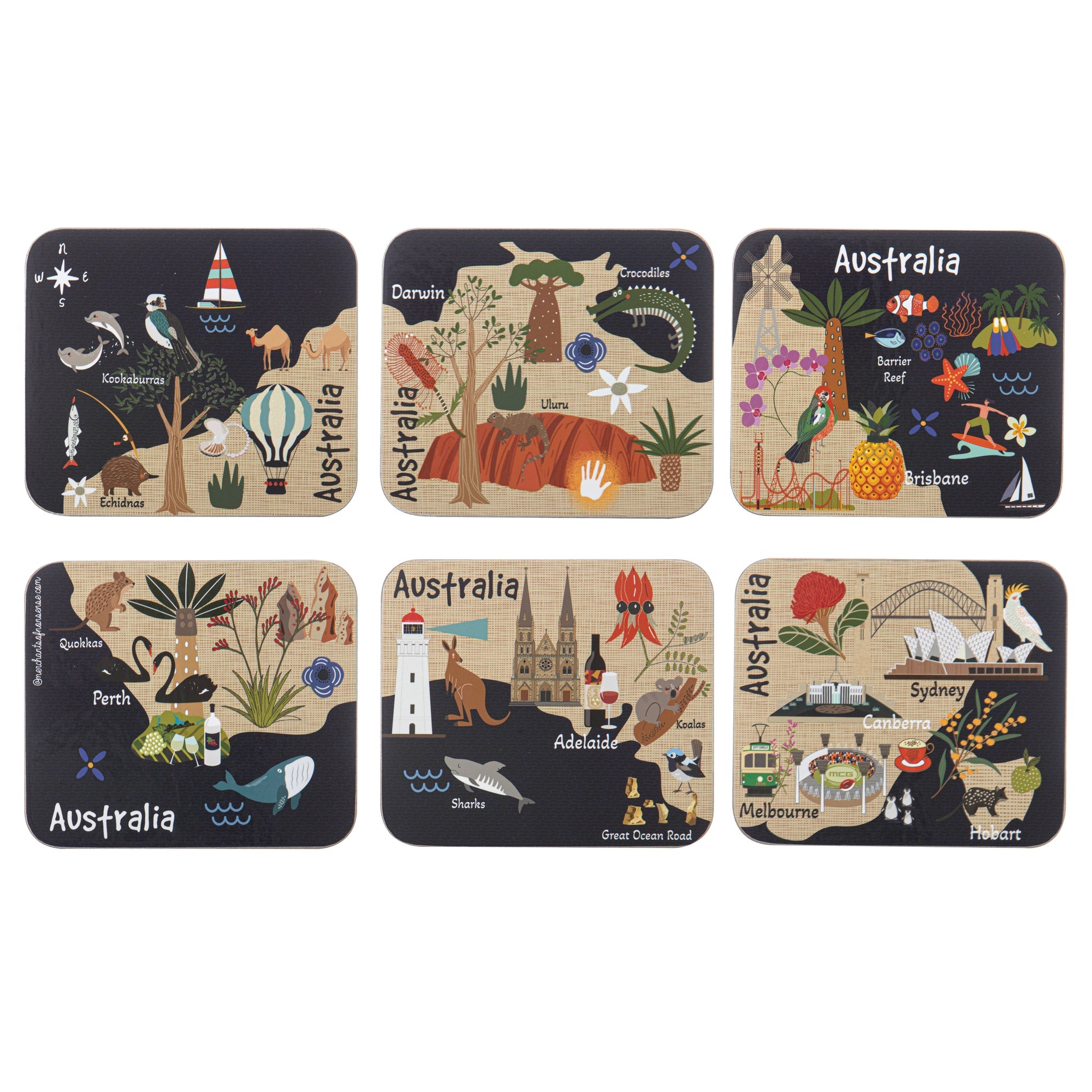 Ashdene Land Down Under AUS 6pk Coaster
