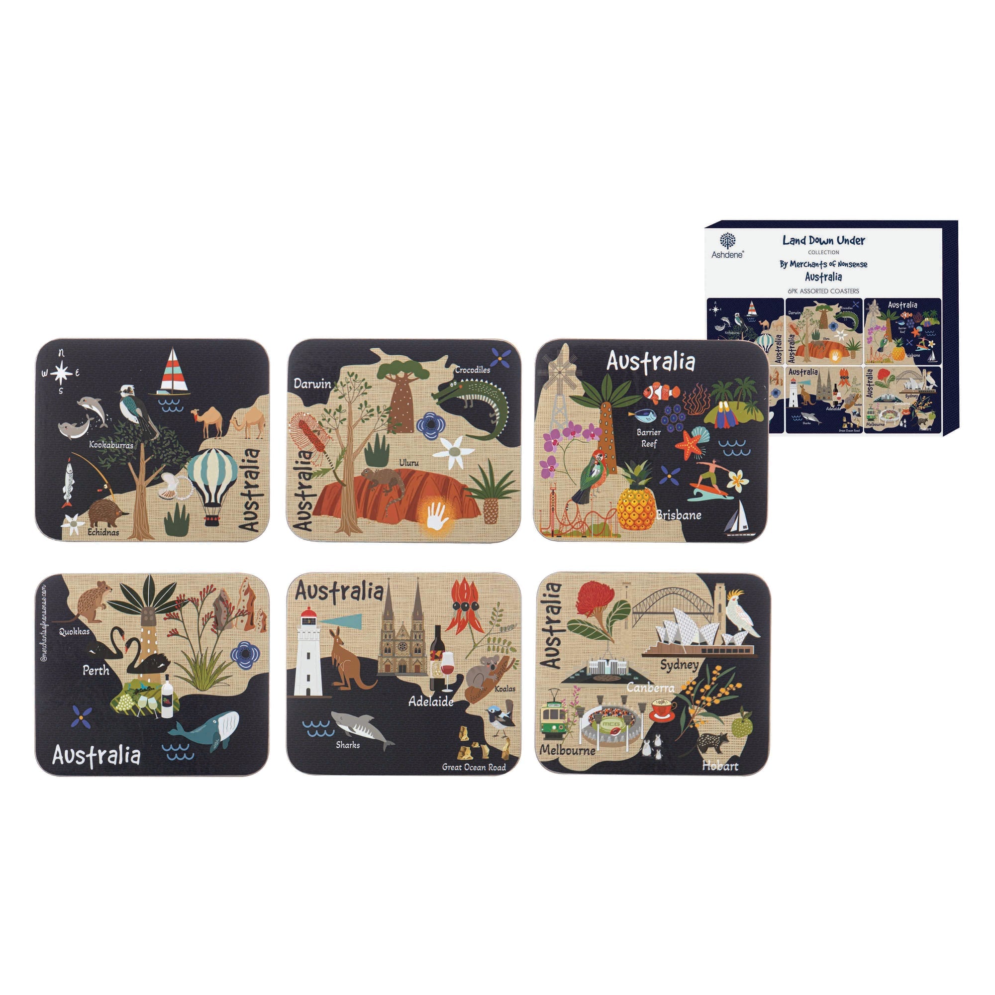 Ashdene Land Down Under AUS 6pk Coaster