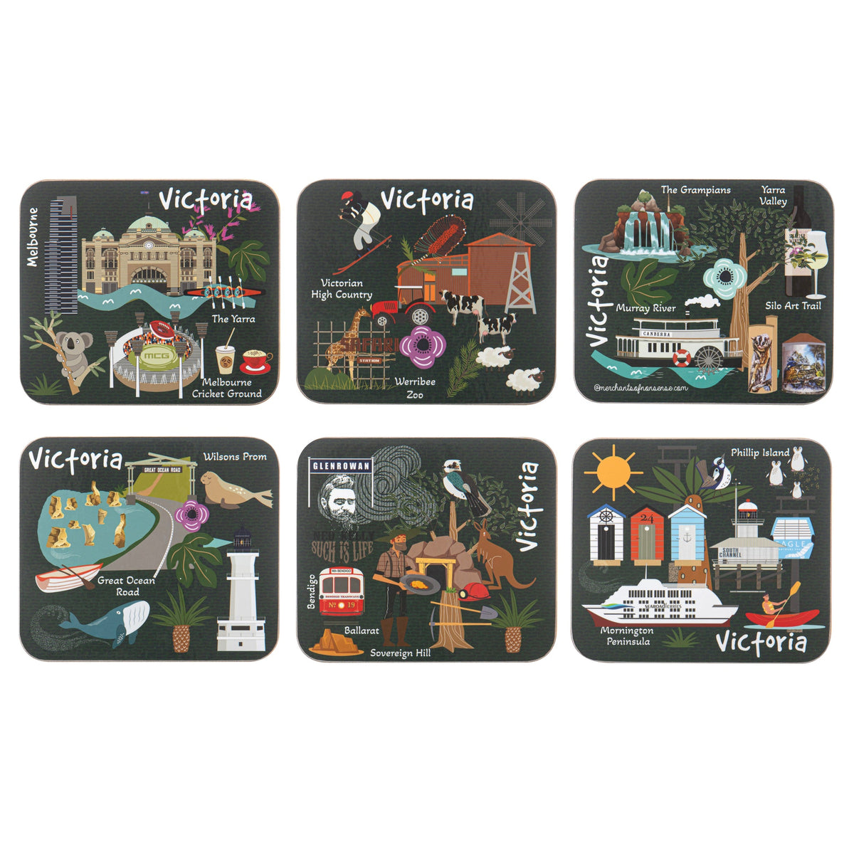 Ashdene Land Down Under Vic 6pk Coaster