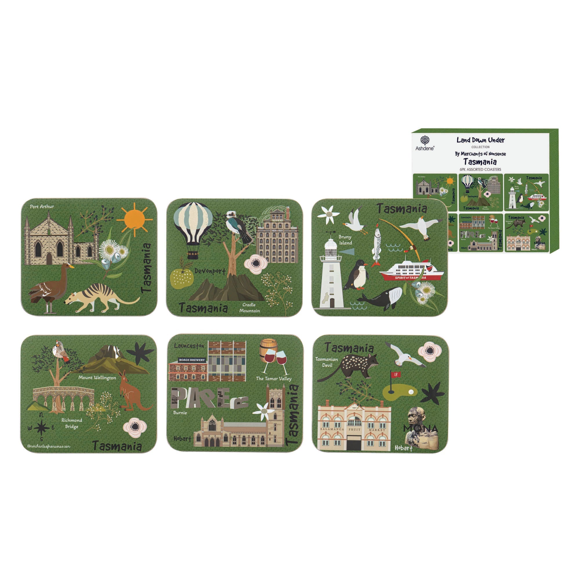 Ashdene Land Down Under Tas 6pk Coaster