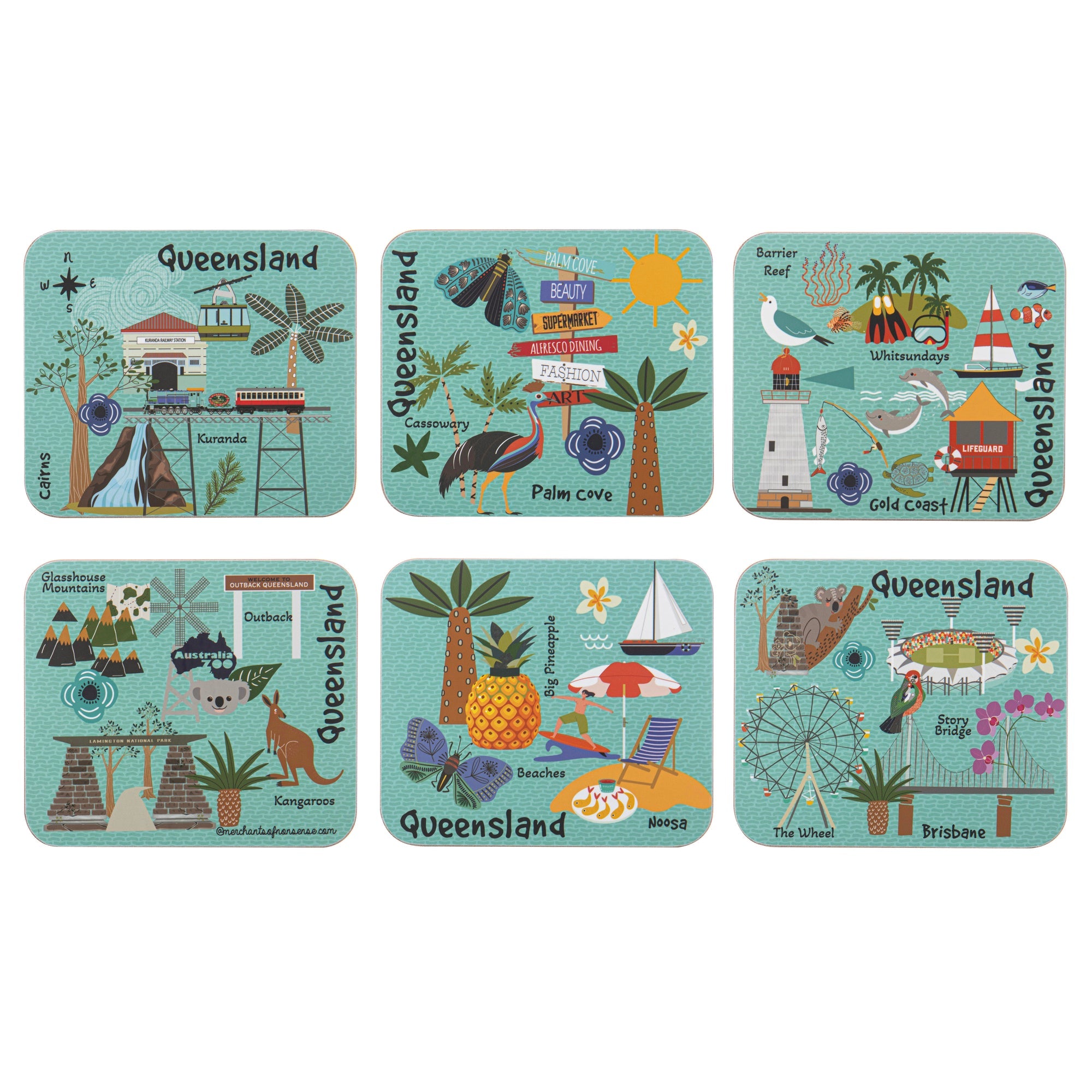 Ashdene Land Down Under Qld 6pk Coaster