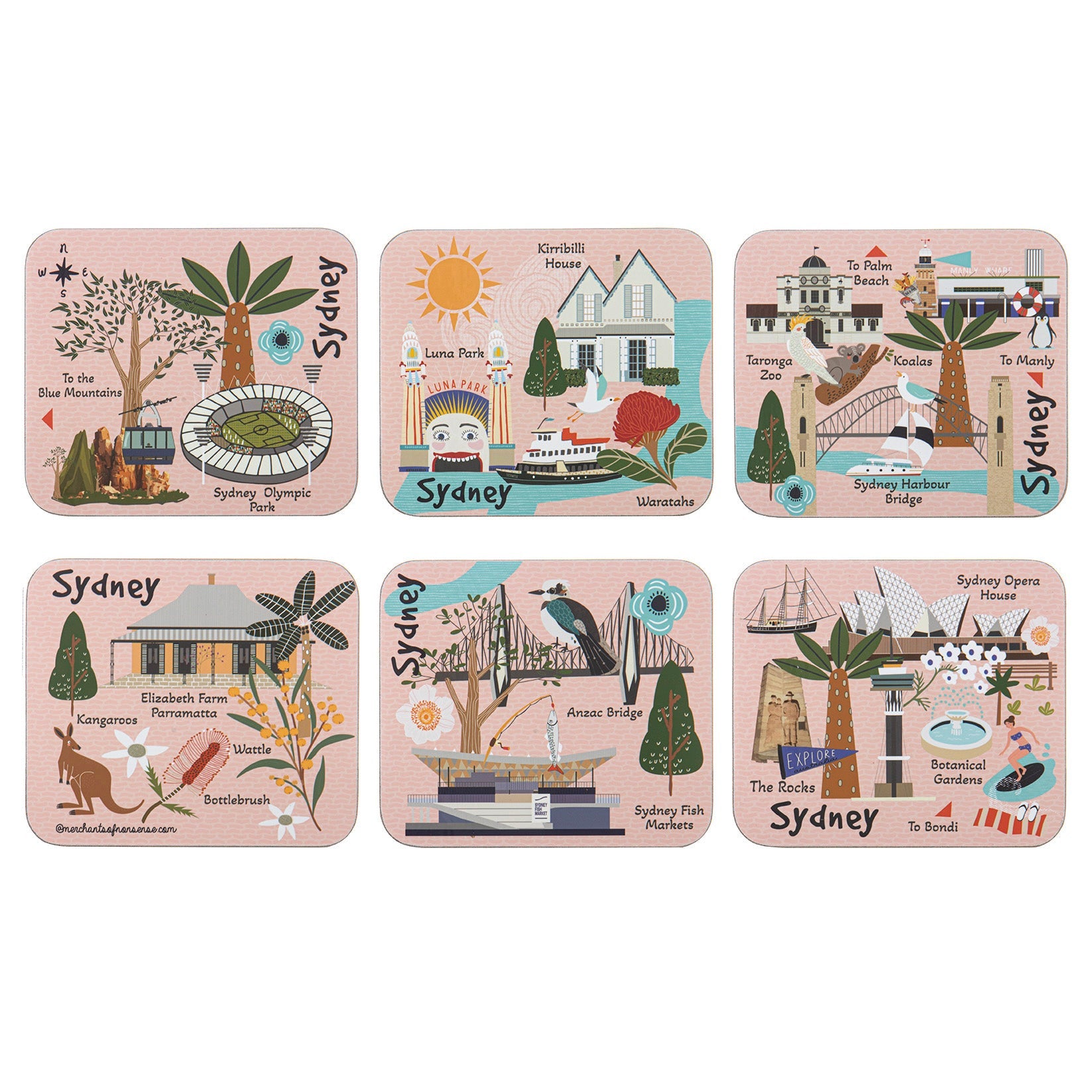 Ashdene Land Down Under Sydney 6pk Coaster