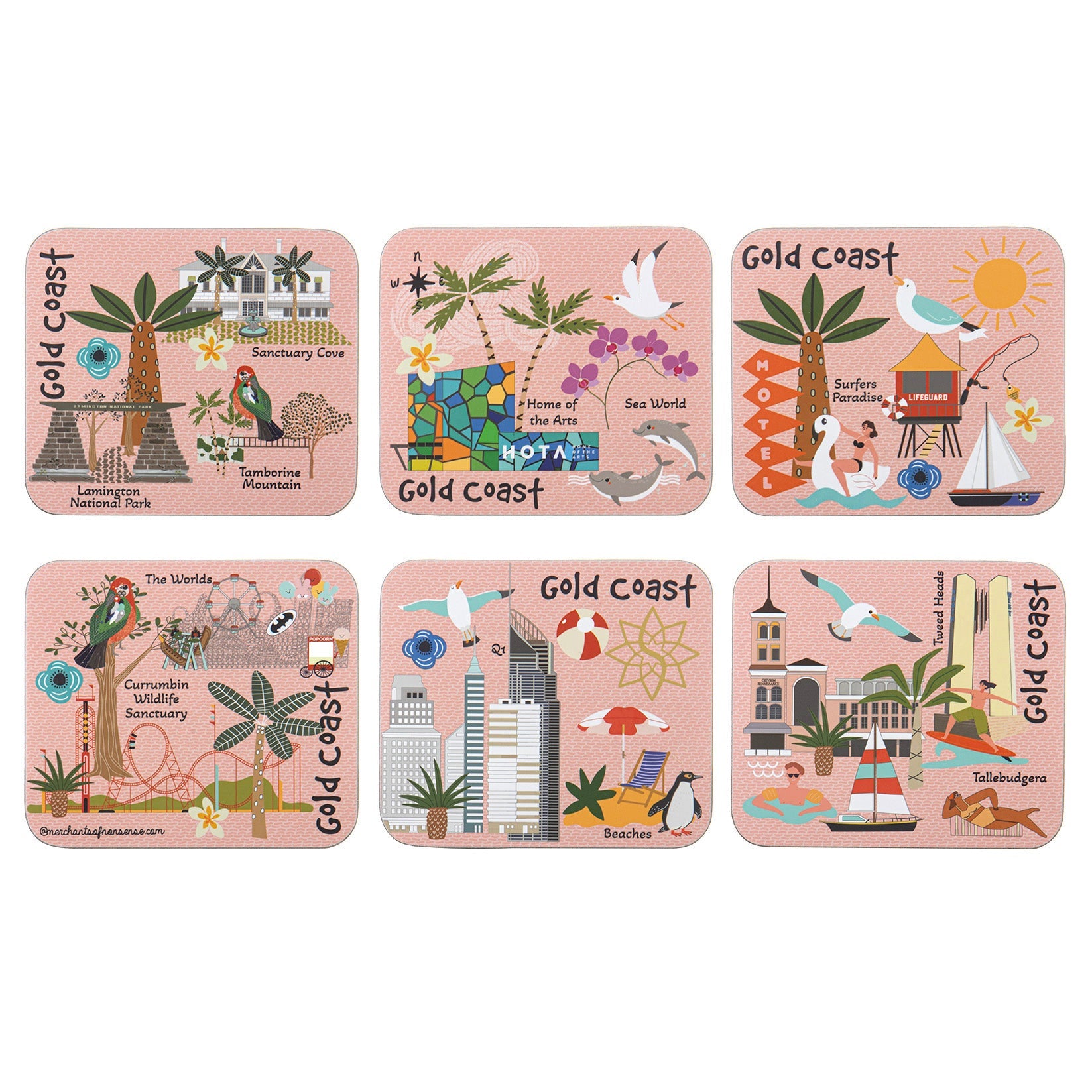 Ashdene Land Down Under Gold Coast 6pk Coaster