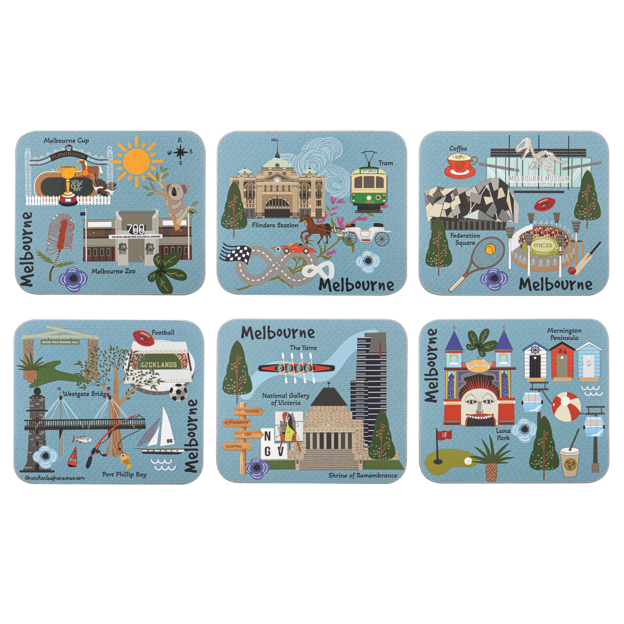 Ashdene Land Down Under Melbourne 6pk Coaster