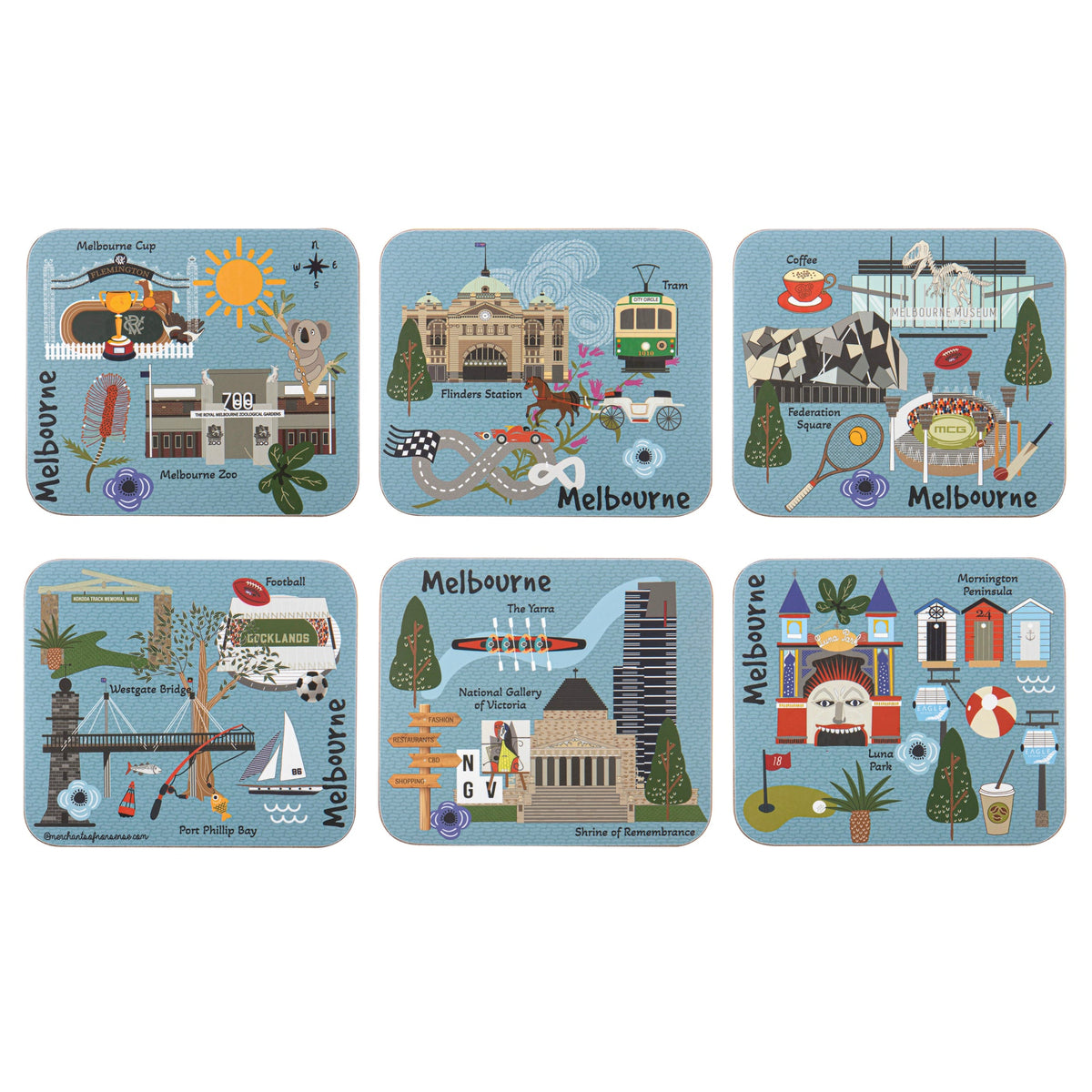 Ashdene Land Down Under Melbourne 6pk Coaster