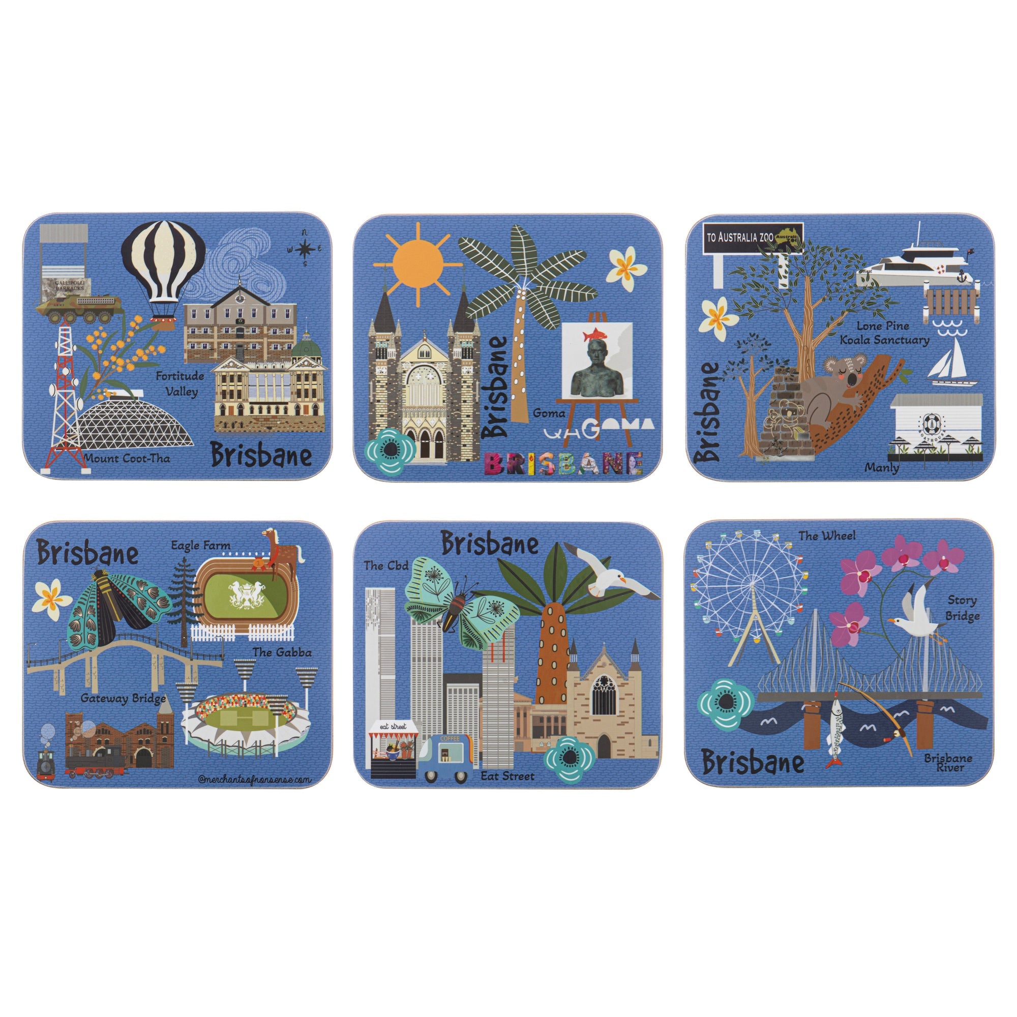 Ashdene Land Down Under Brisbane 6pk Coaster