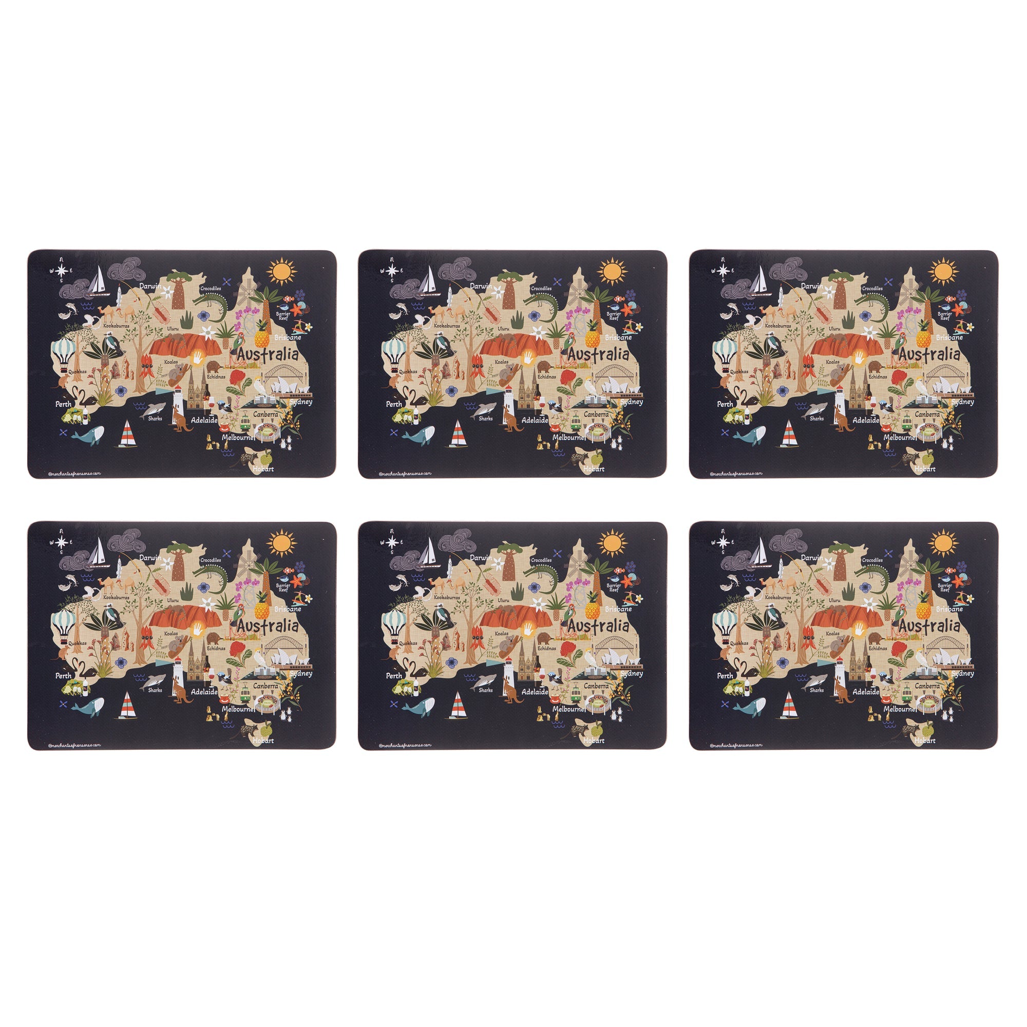 Ashdene Land Down Under AUS 6pk Placemat